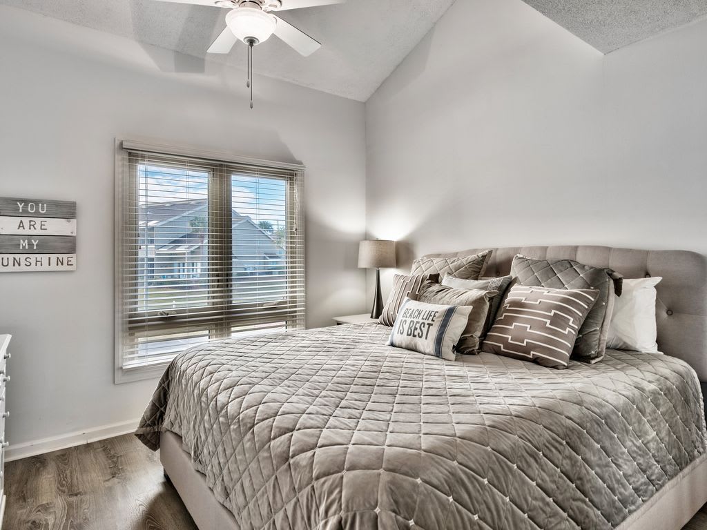 Main level guest room has new king bed