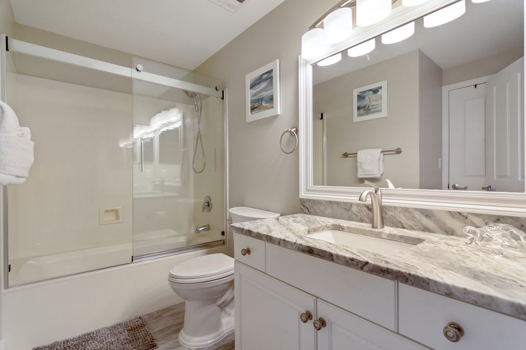 First bath with shower/tub combo.