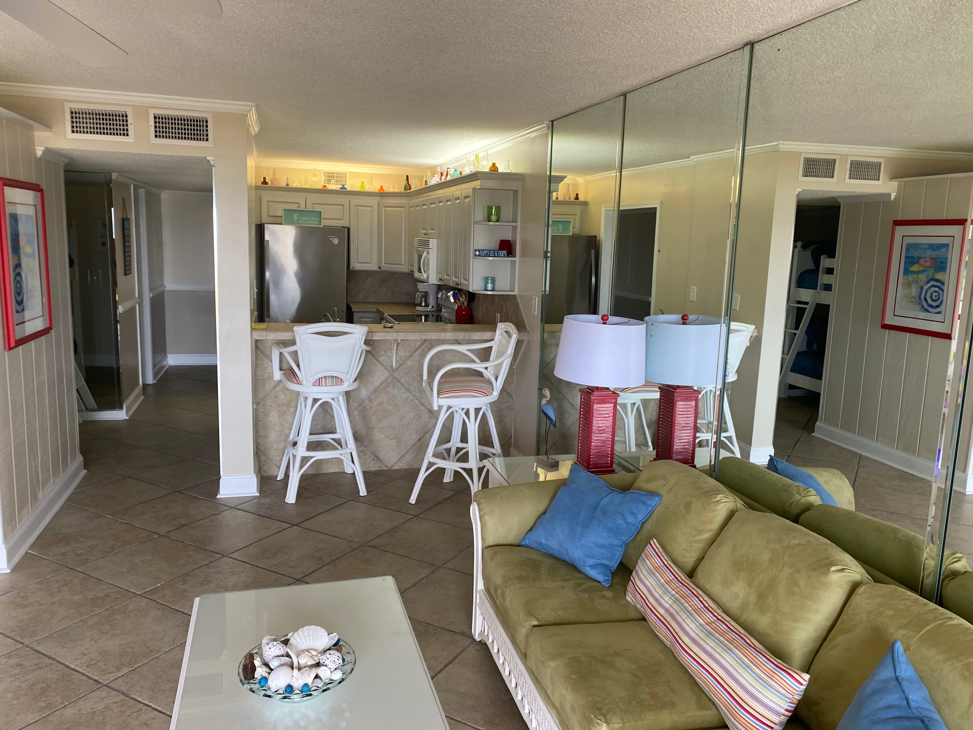 Living room and kitchen area