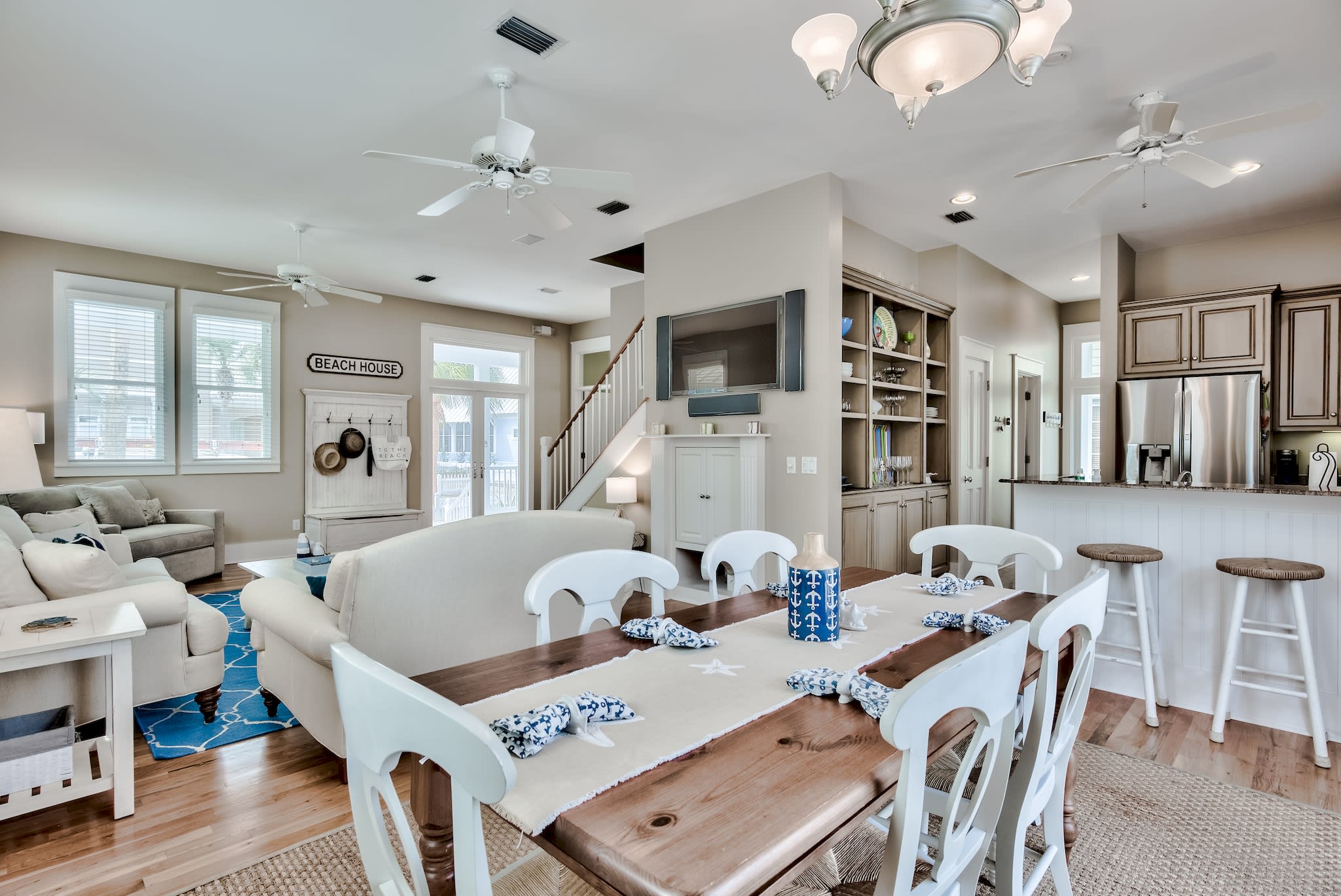Dining Room with seating for 6 at the table and 3 at the breakfast bar