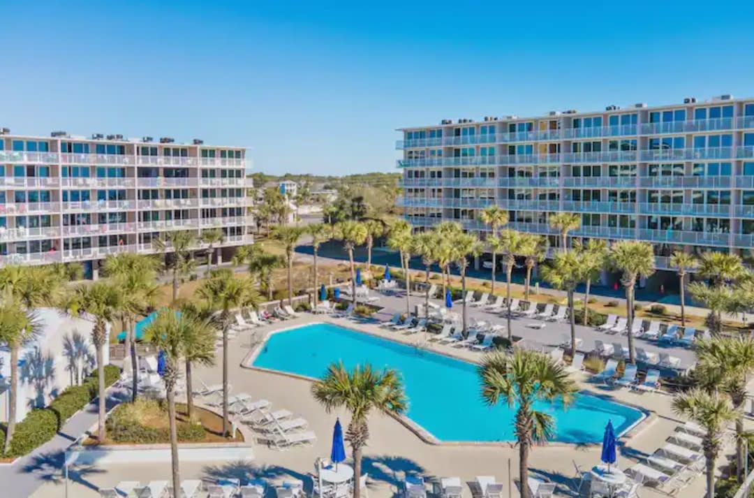 C bldg to the right looking up from the beach