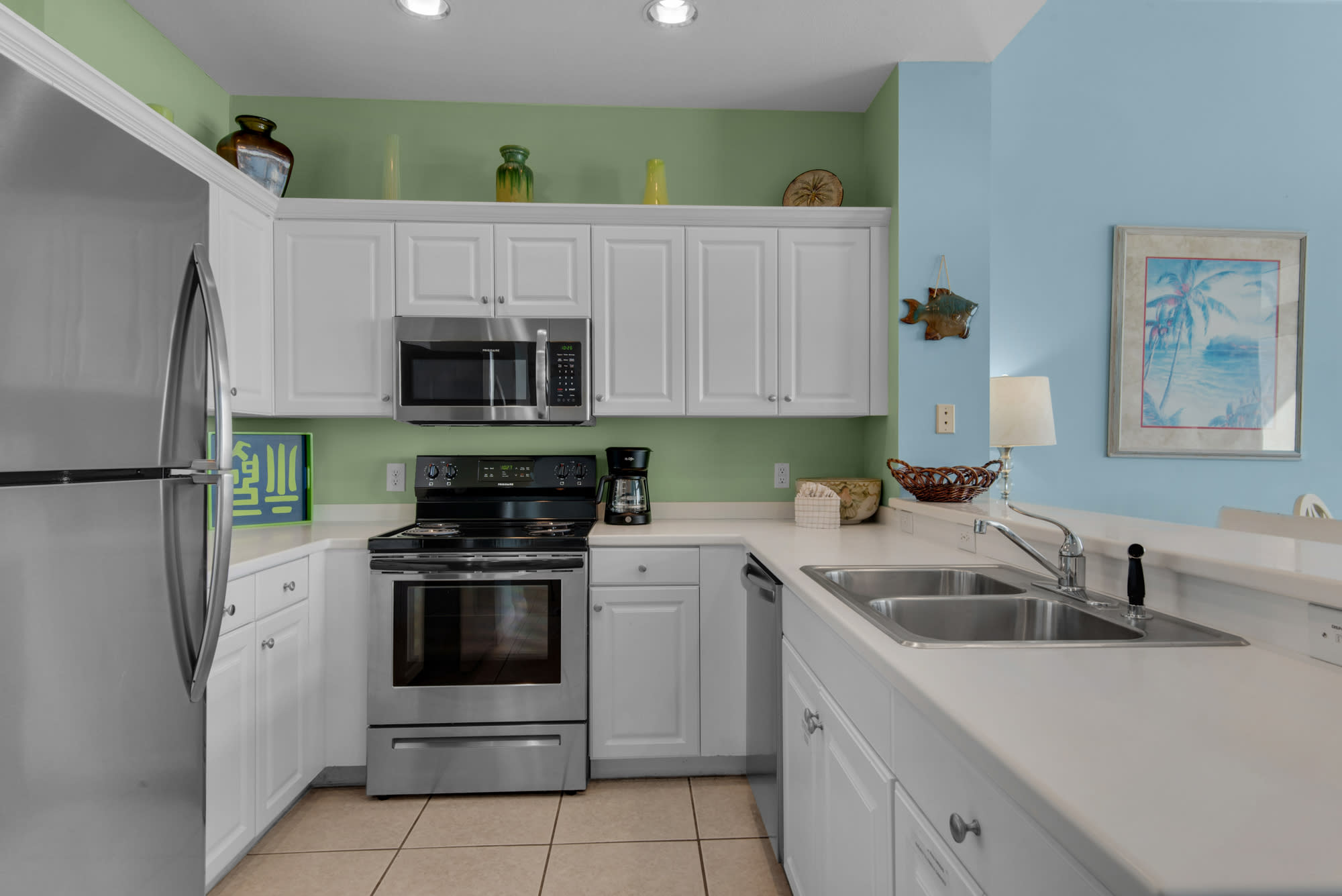 Fully stocked kitchen w/bar seating. Appliances have been updated to stainless.