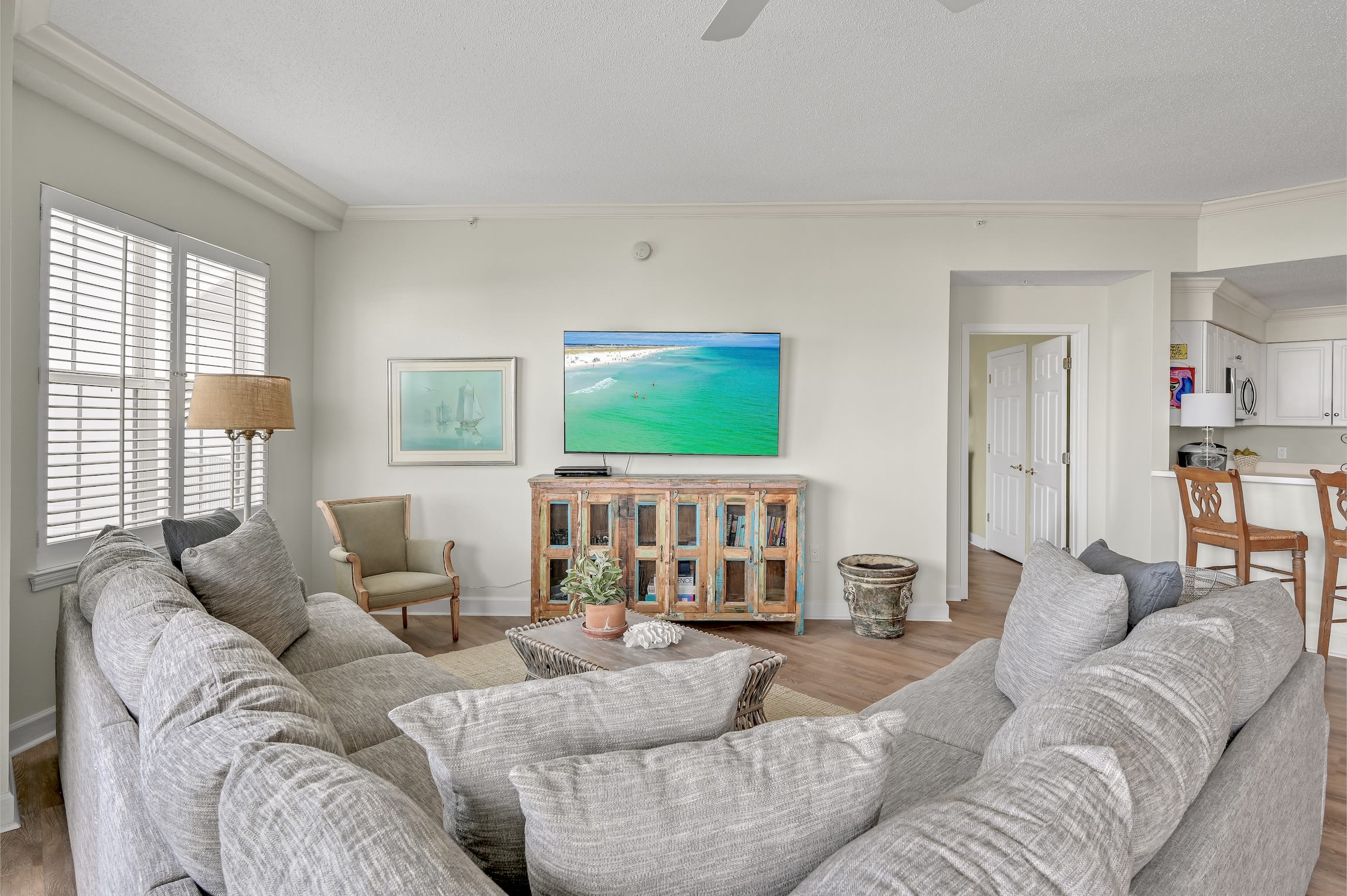 Large screen TV in living area