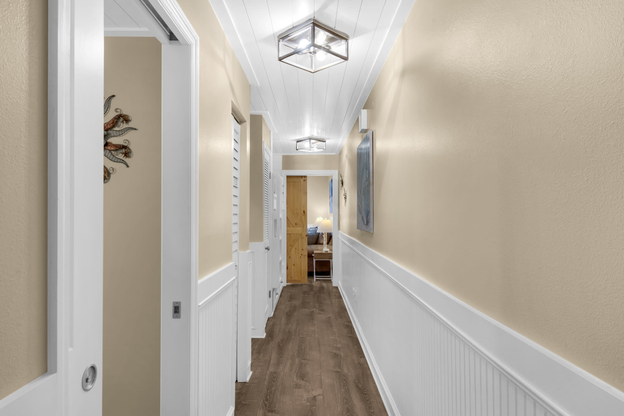 Beautiful entrance with barn door privacy from sleeping area