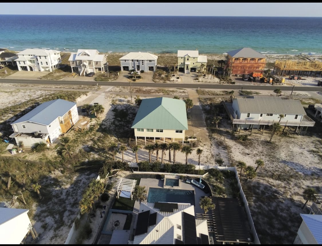 Aerial View of House with the Gulf of Mexico within 500 ft walking distance