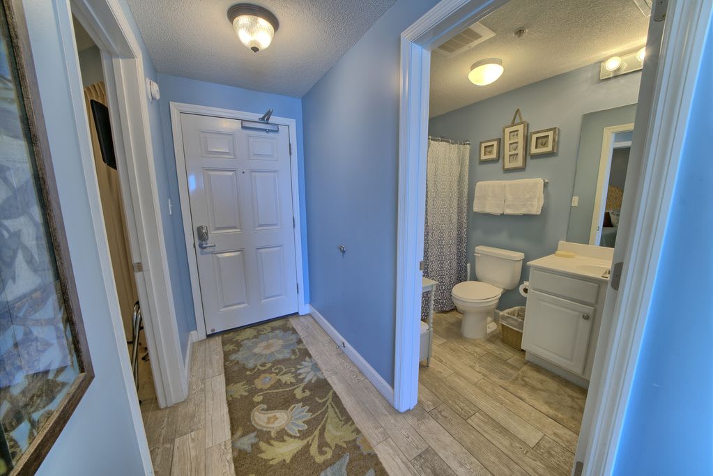 Entry with access to guest bedroom and bath.