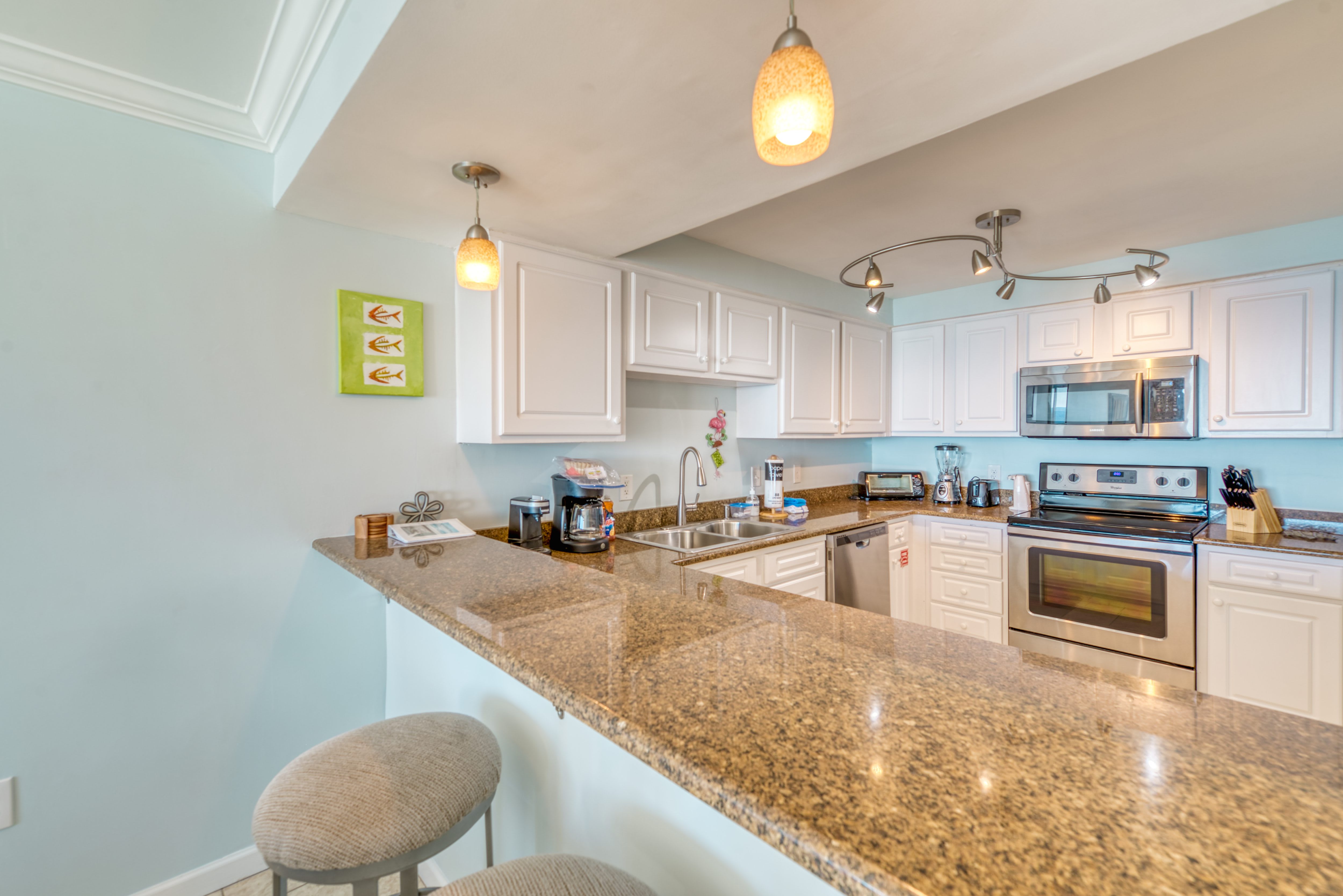 A bright, open kitchen perfect for vacation meals.