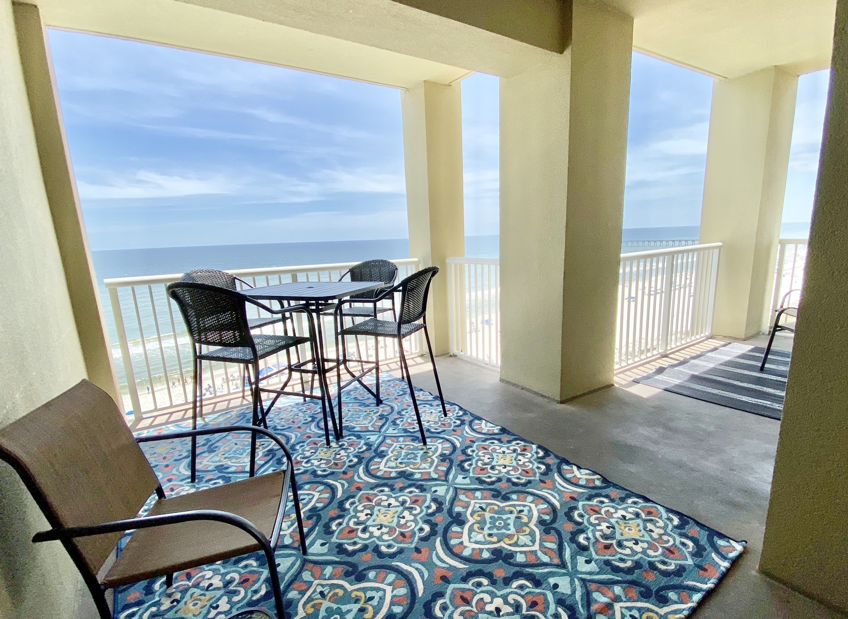 Large balcony with seating for 8