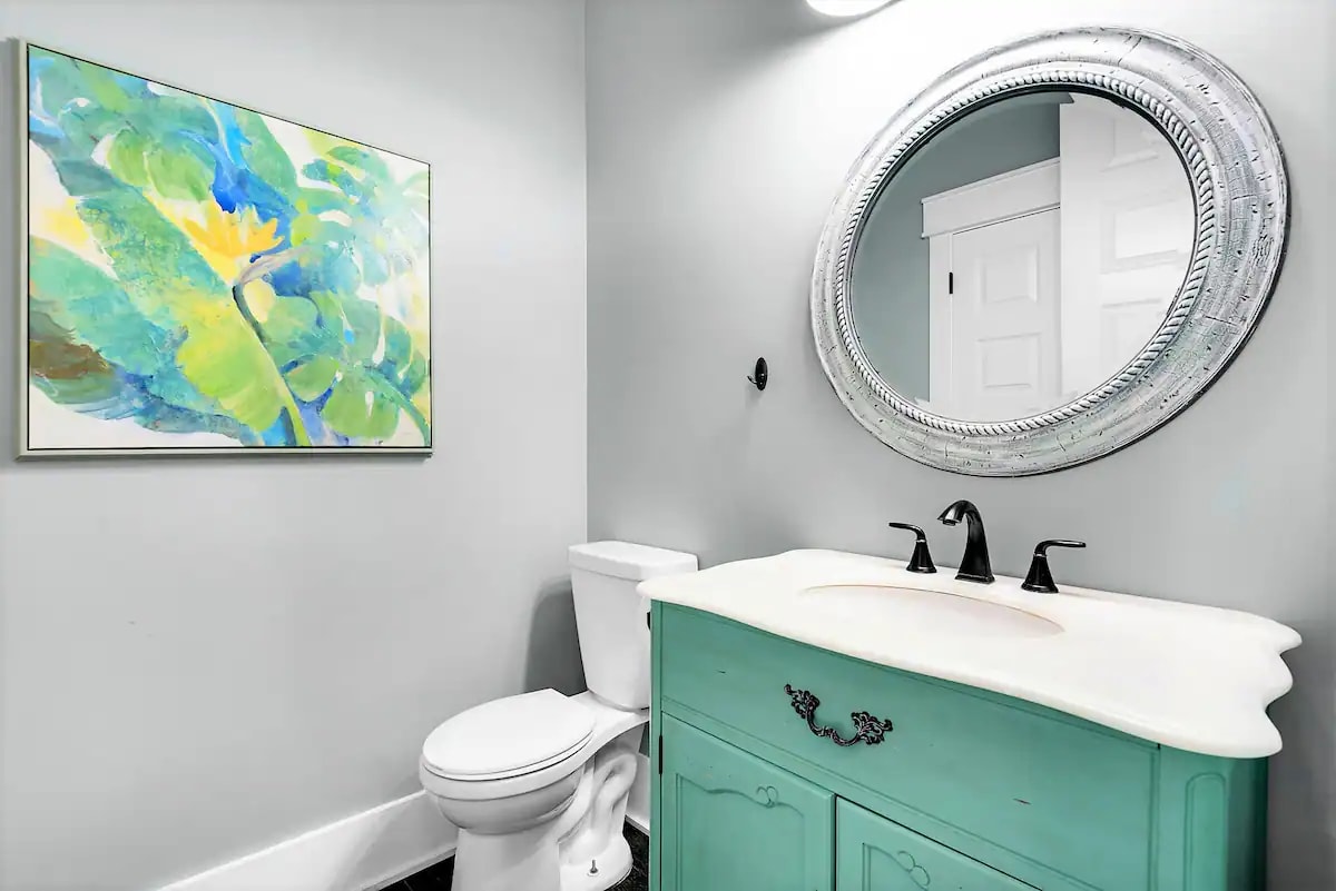 Freestyle-17 First floor half bath. Every bath in Freestyle features a funky funky color "pop". It's all about "summoning your happy".