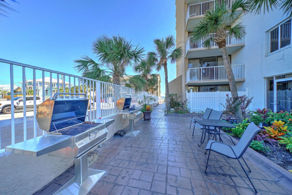 Grill area has gas and regular grills for your convenience 