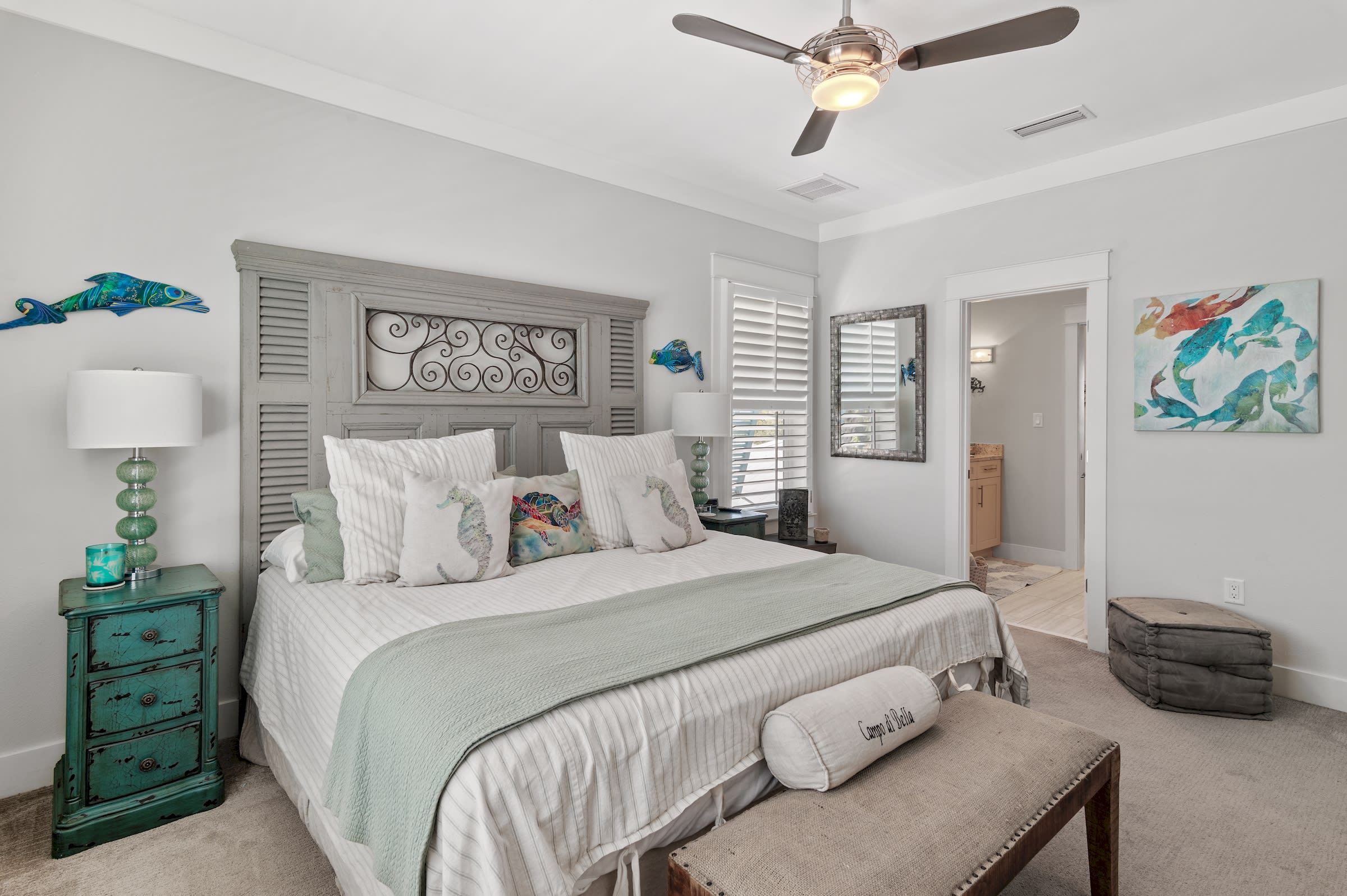 Bedroom #3 with king-size bed and large screen Smart TV