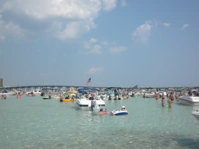 Rent a Pontoon Boat and go to Crab Island
