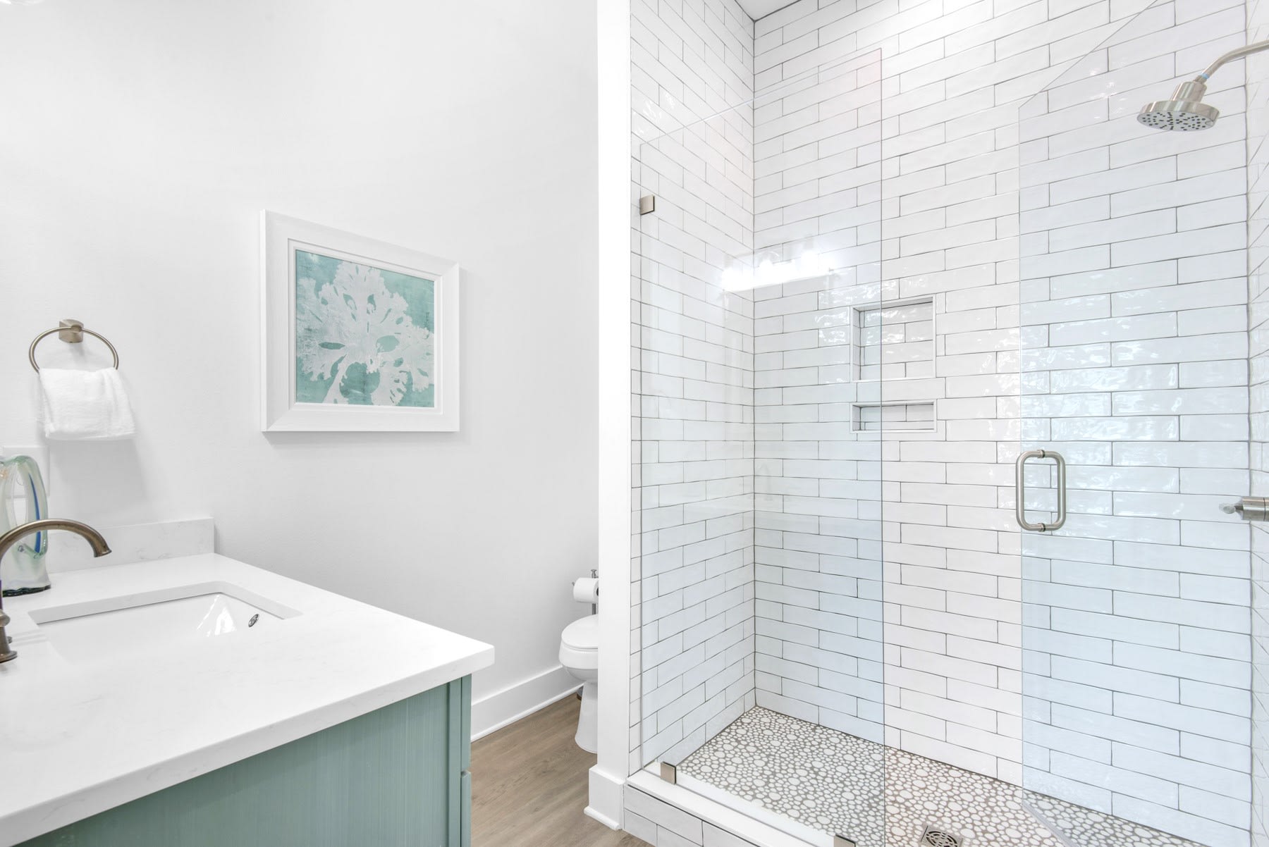 Azure-20 Bedroom 2 bath, 1st floor.  Walk-in, frameless glass shower.