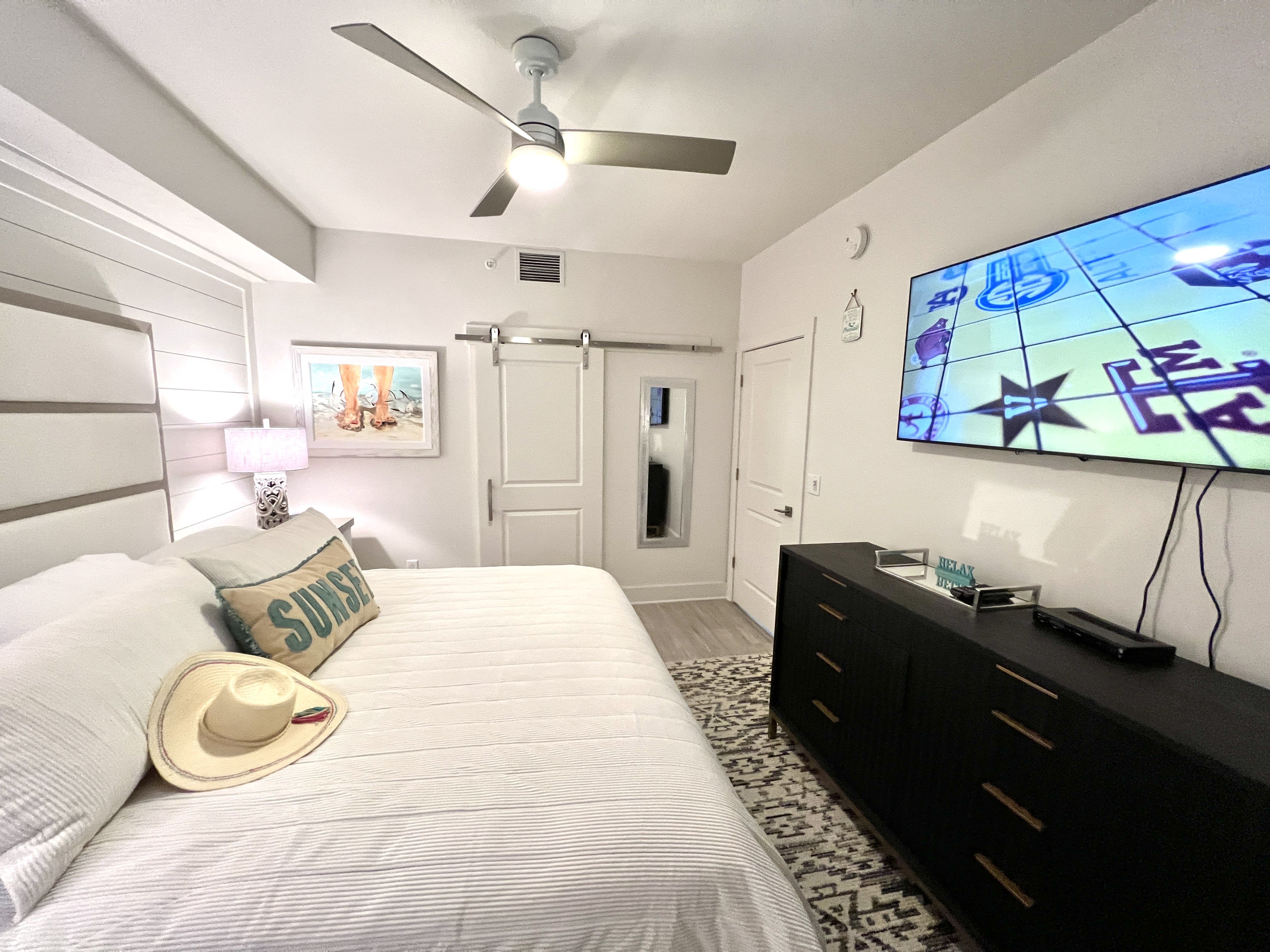 Mermaid's full length mirror is hidden behind the sliding barn doors!