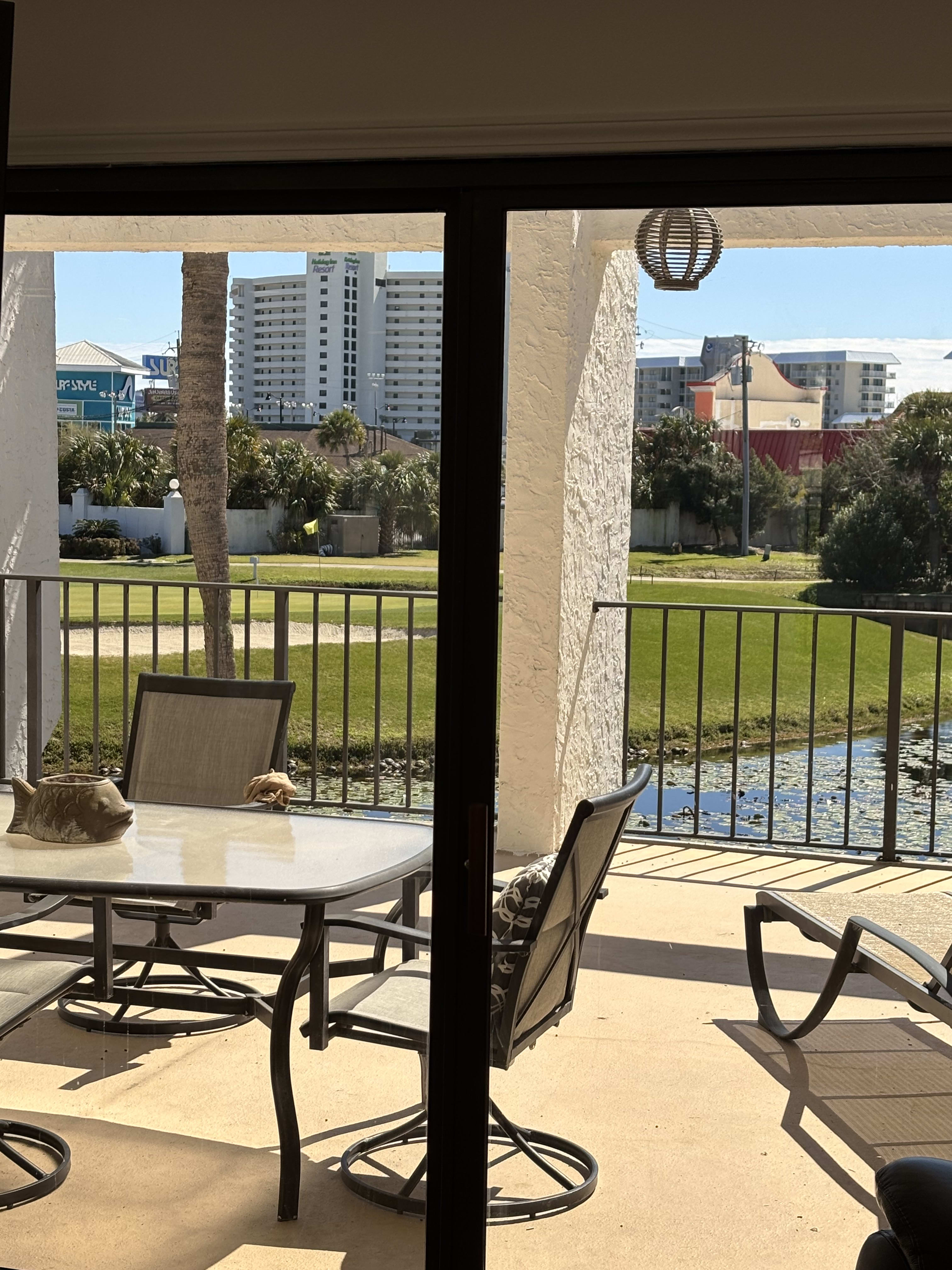 Downstairs patio overlooking the golf course