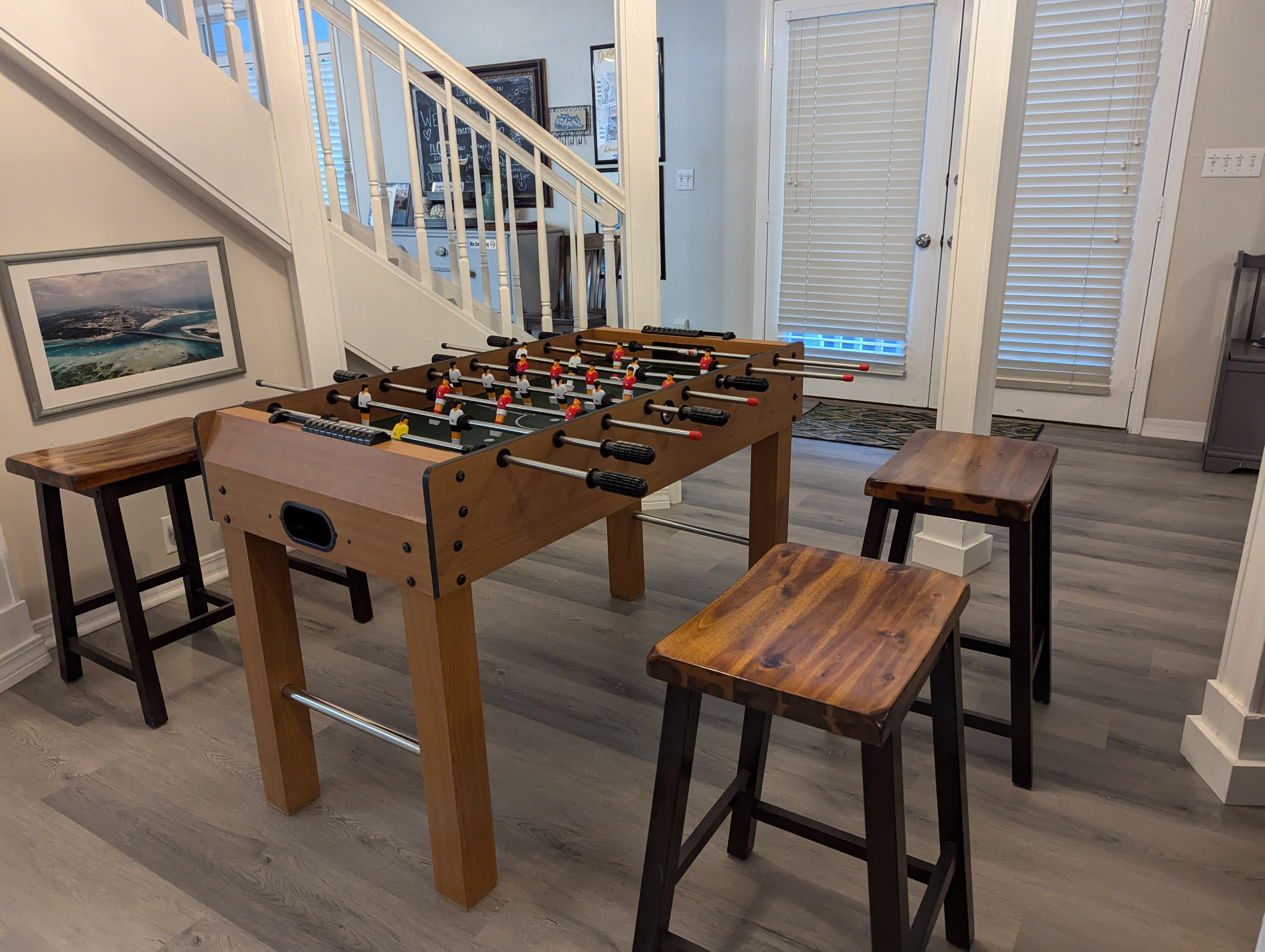 Play foosball in the game area