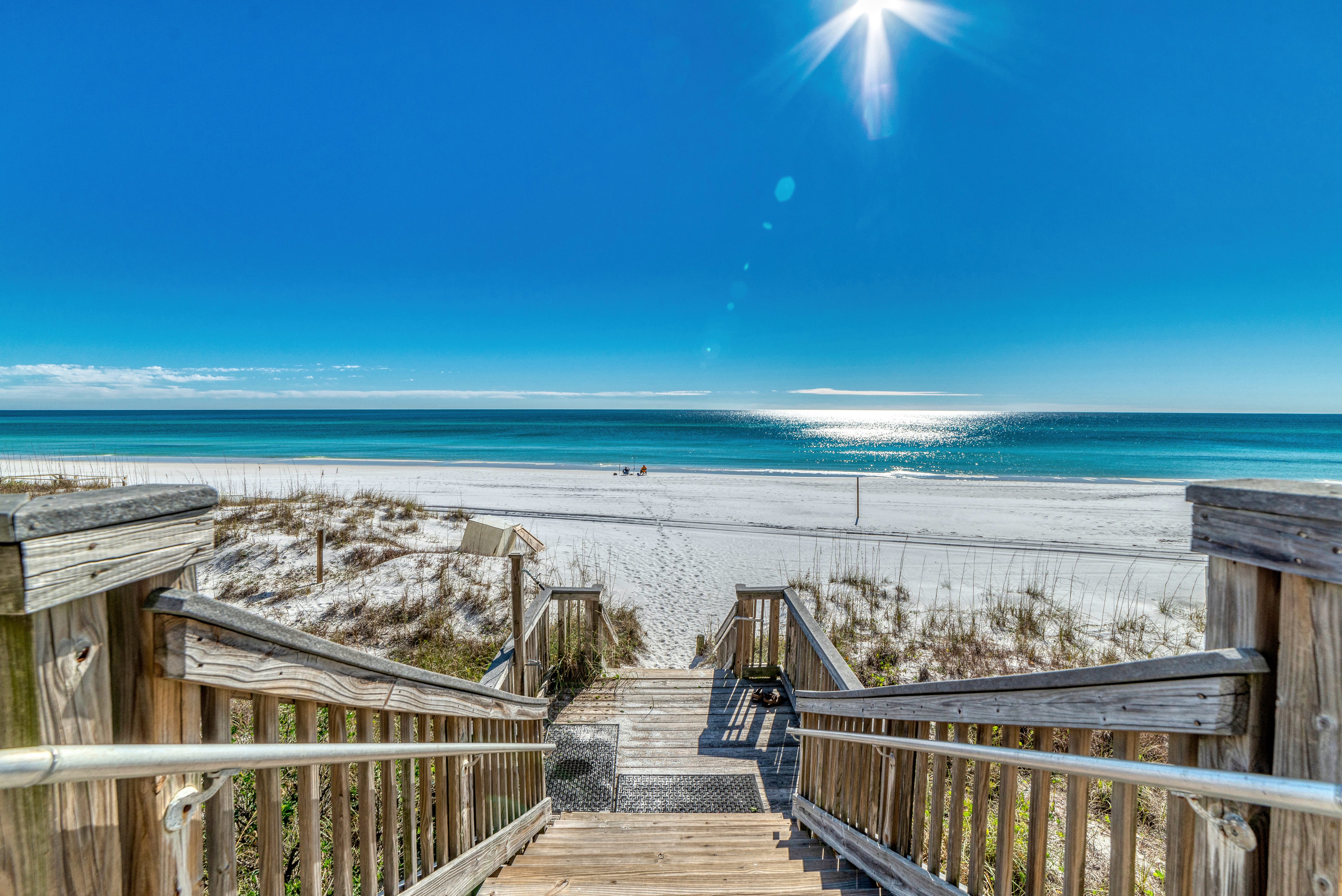 Walk straight from your condo to the sugar-white sand and turquoise water!