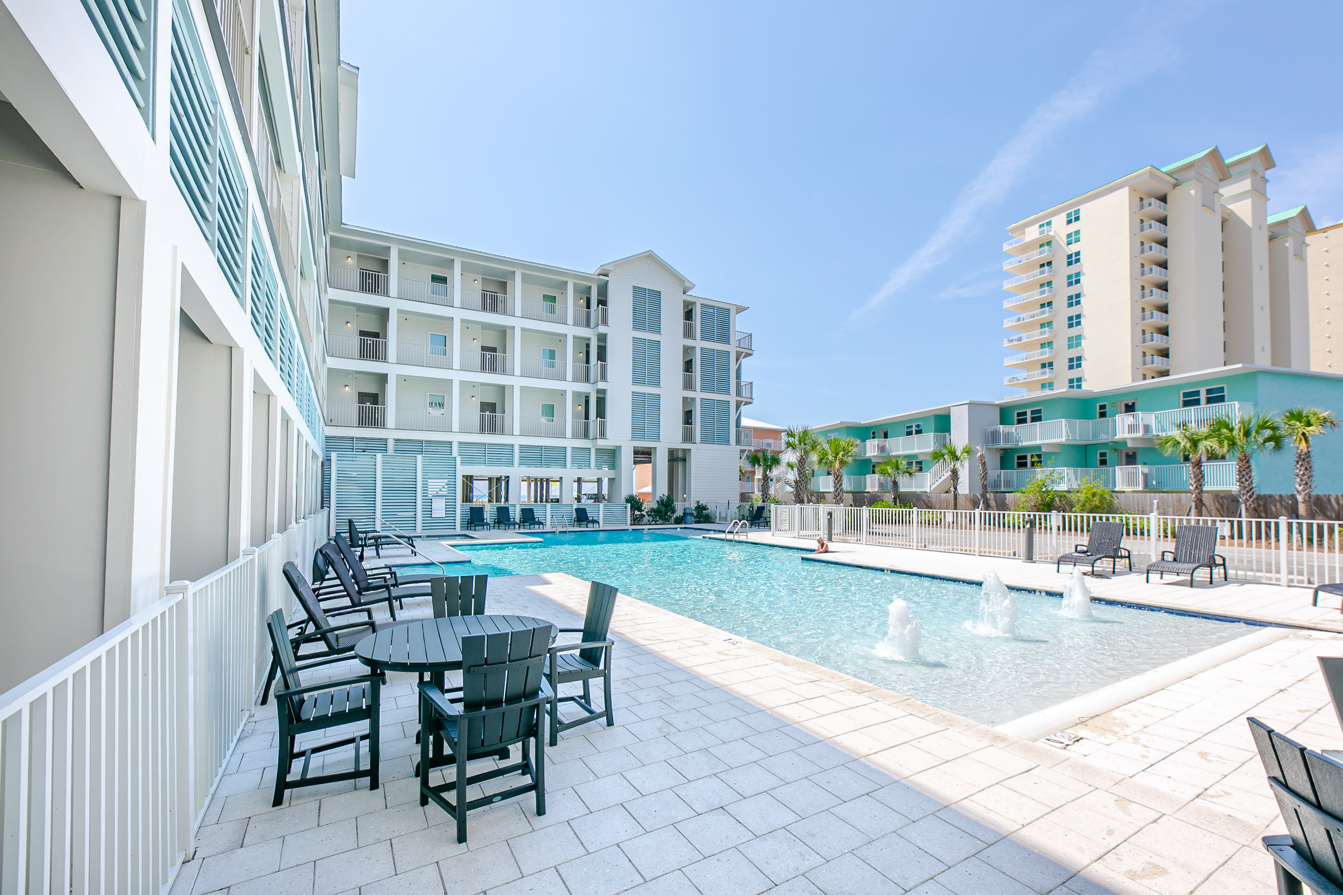 Resort style pool with kids area and separate hot tub!
