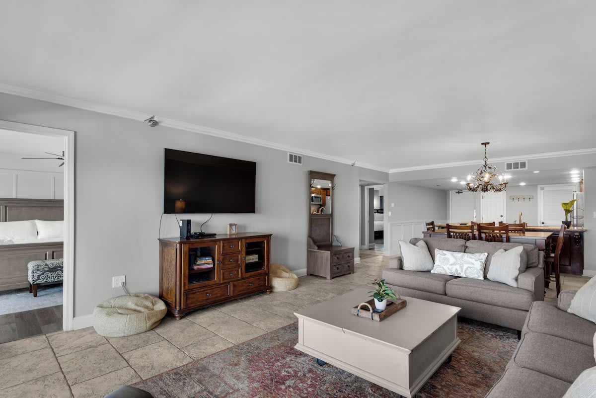 Large 65" TV for viewing while relaxing