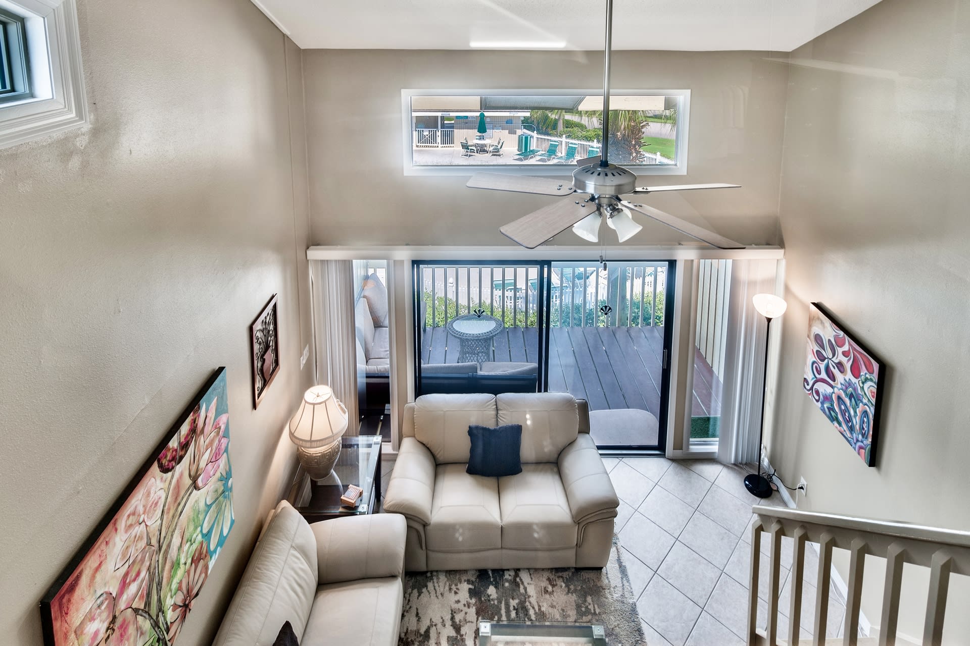 View of living are from upstairs suite