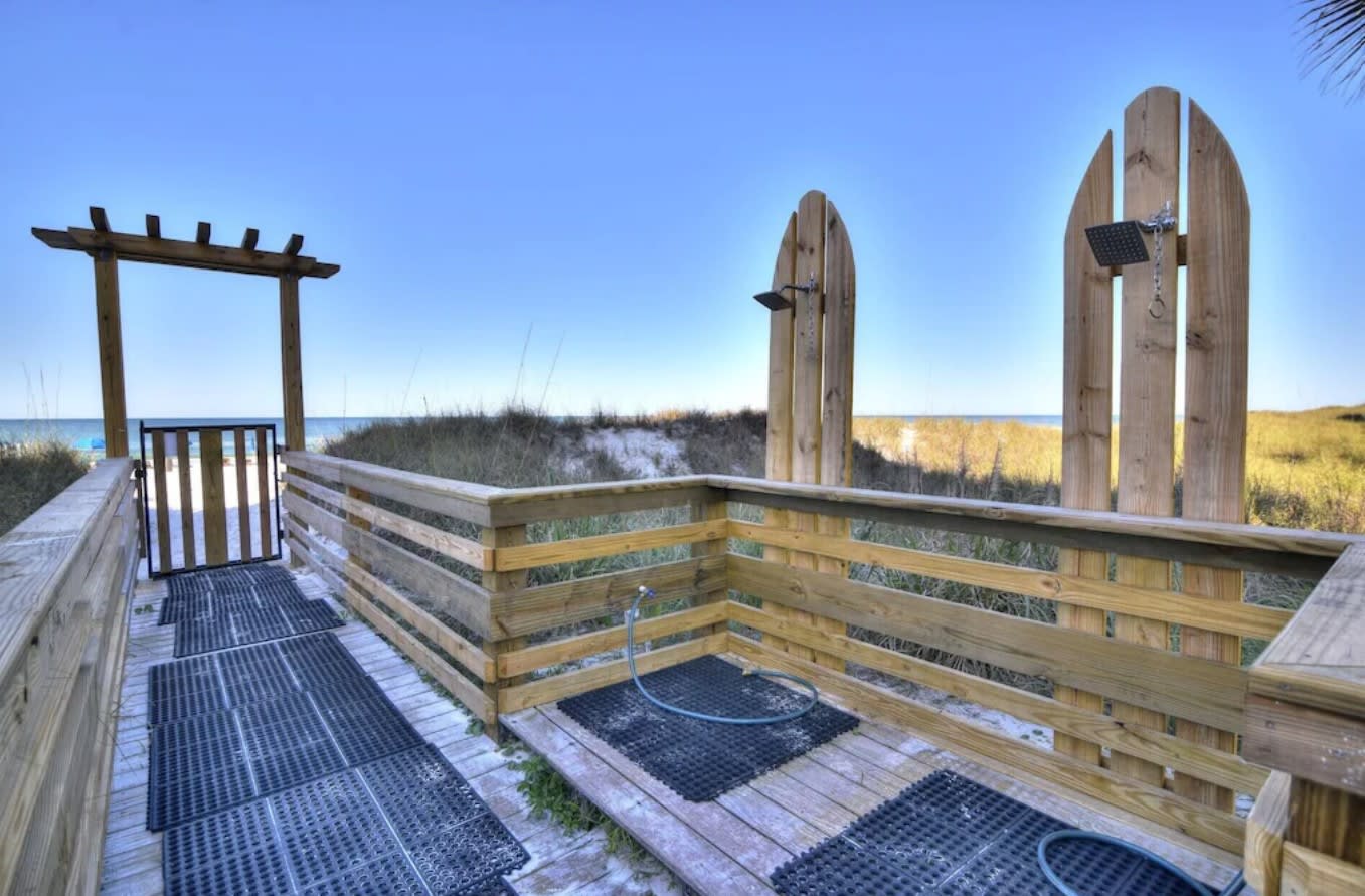 Beach entrance with showers