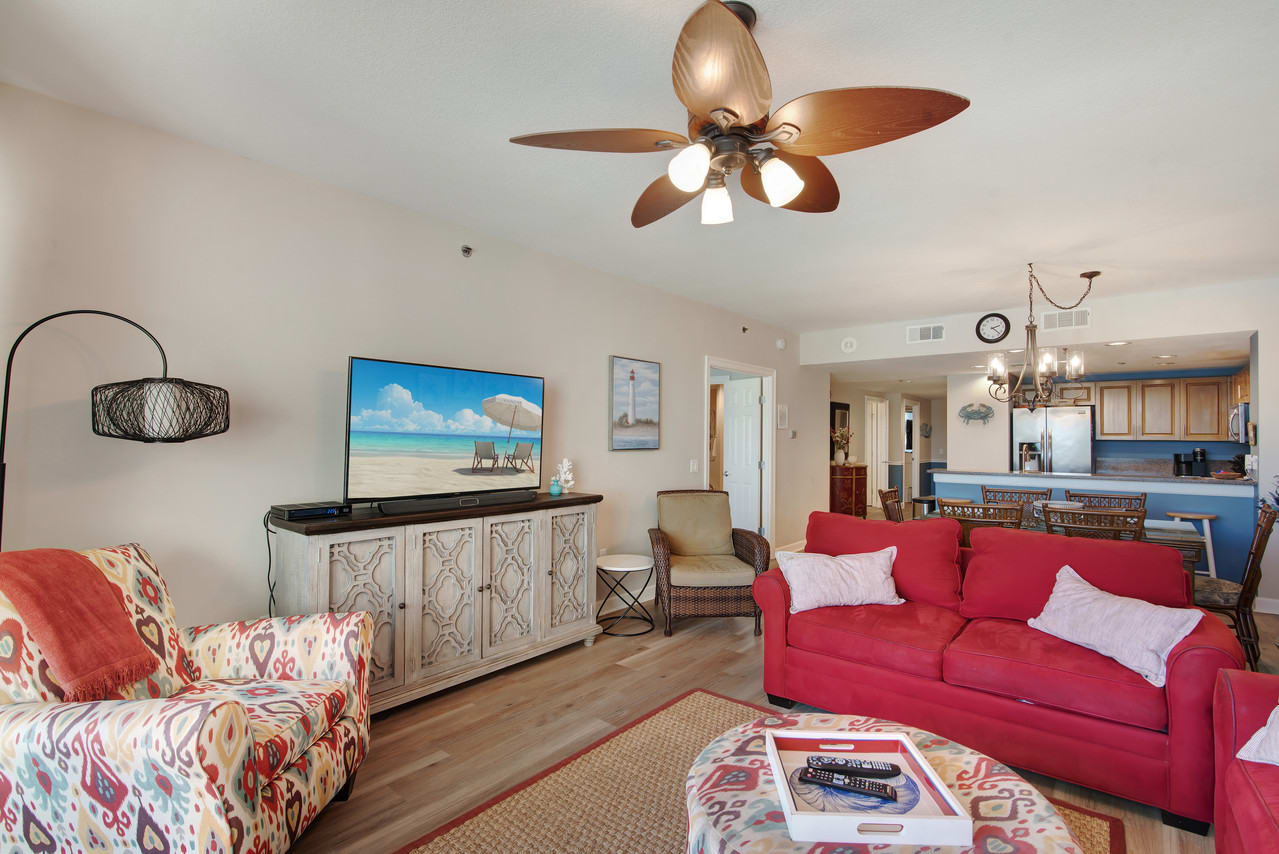 Family Room with Big Screen LED Smart TV