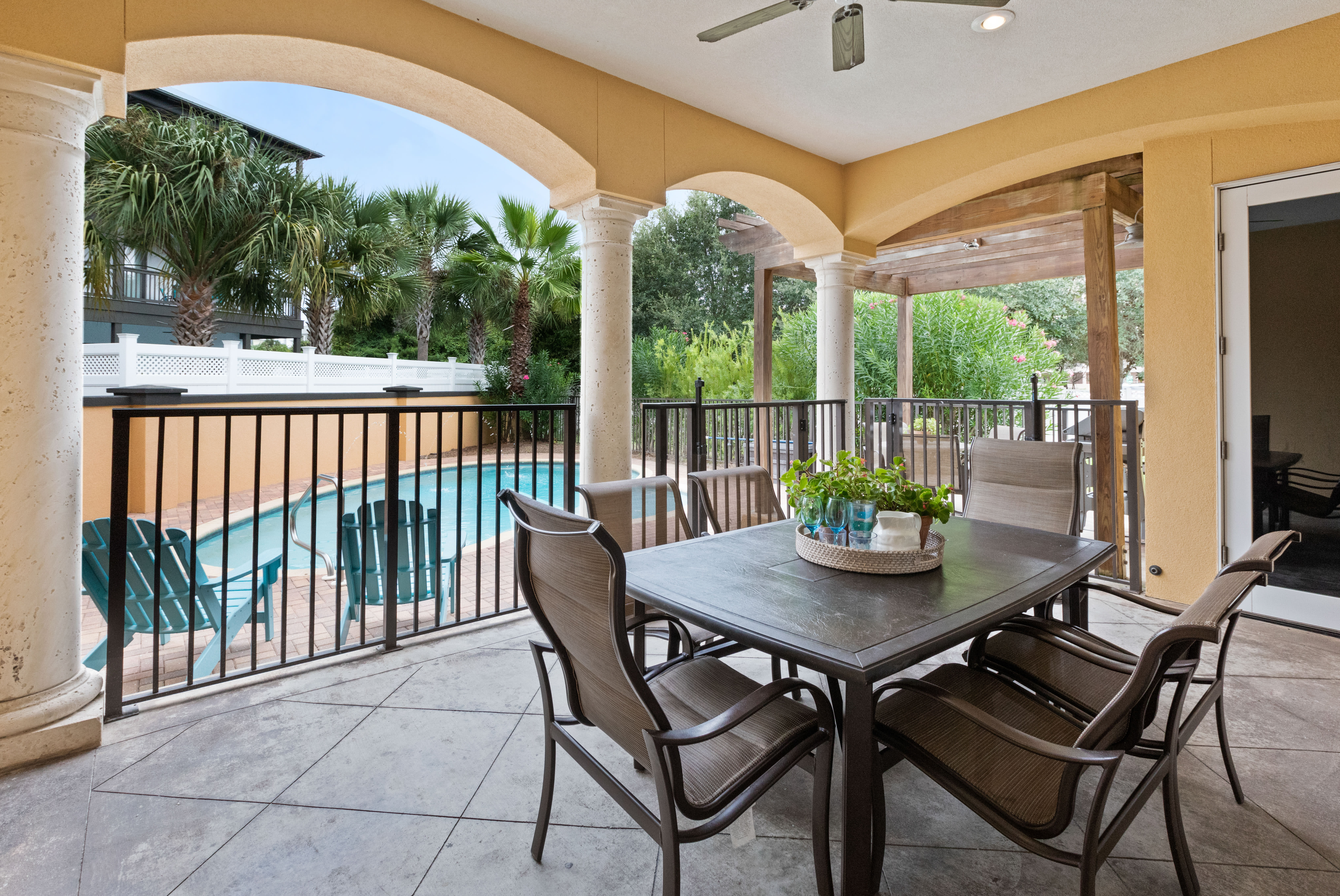 Gated patio overlooking the pool.  