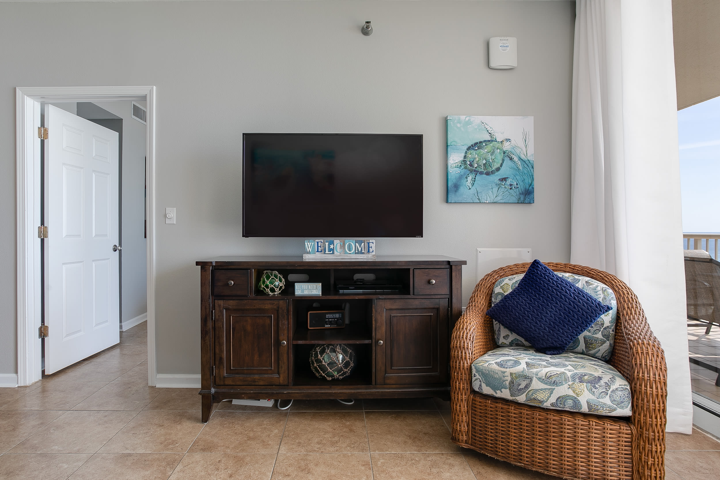 Living Room Smart TV and Master Bedroom Entryway