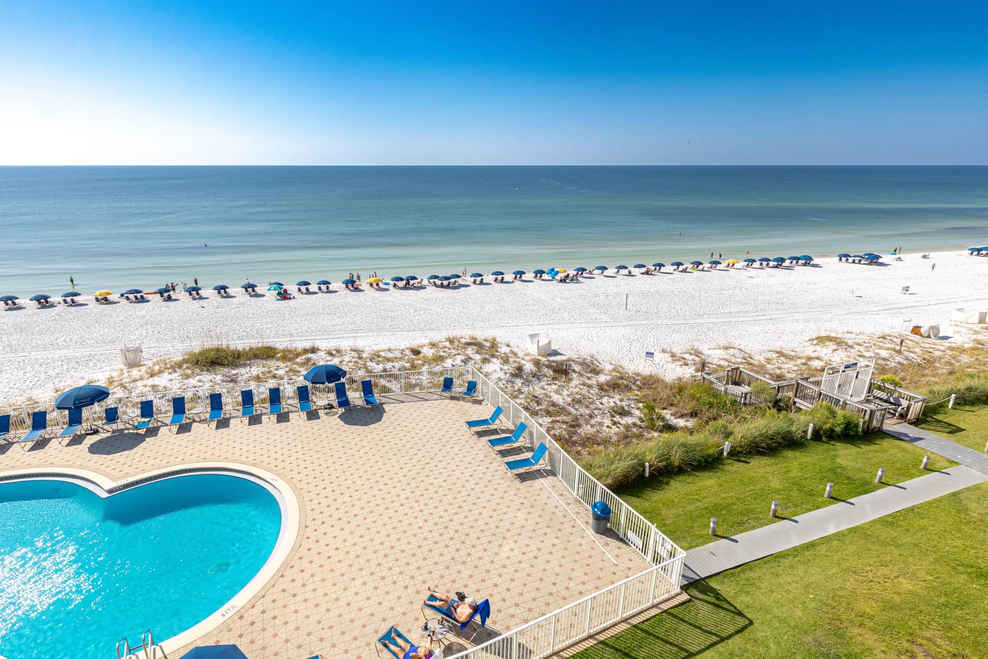 Overlooking the pool deck