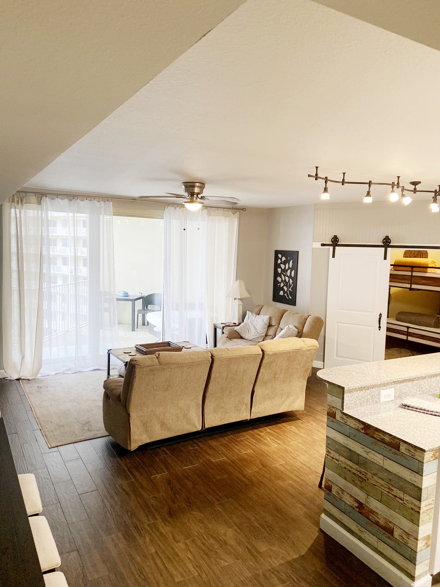 Living Room with view of Bunk Room