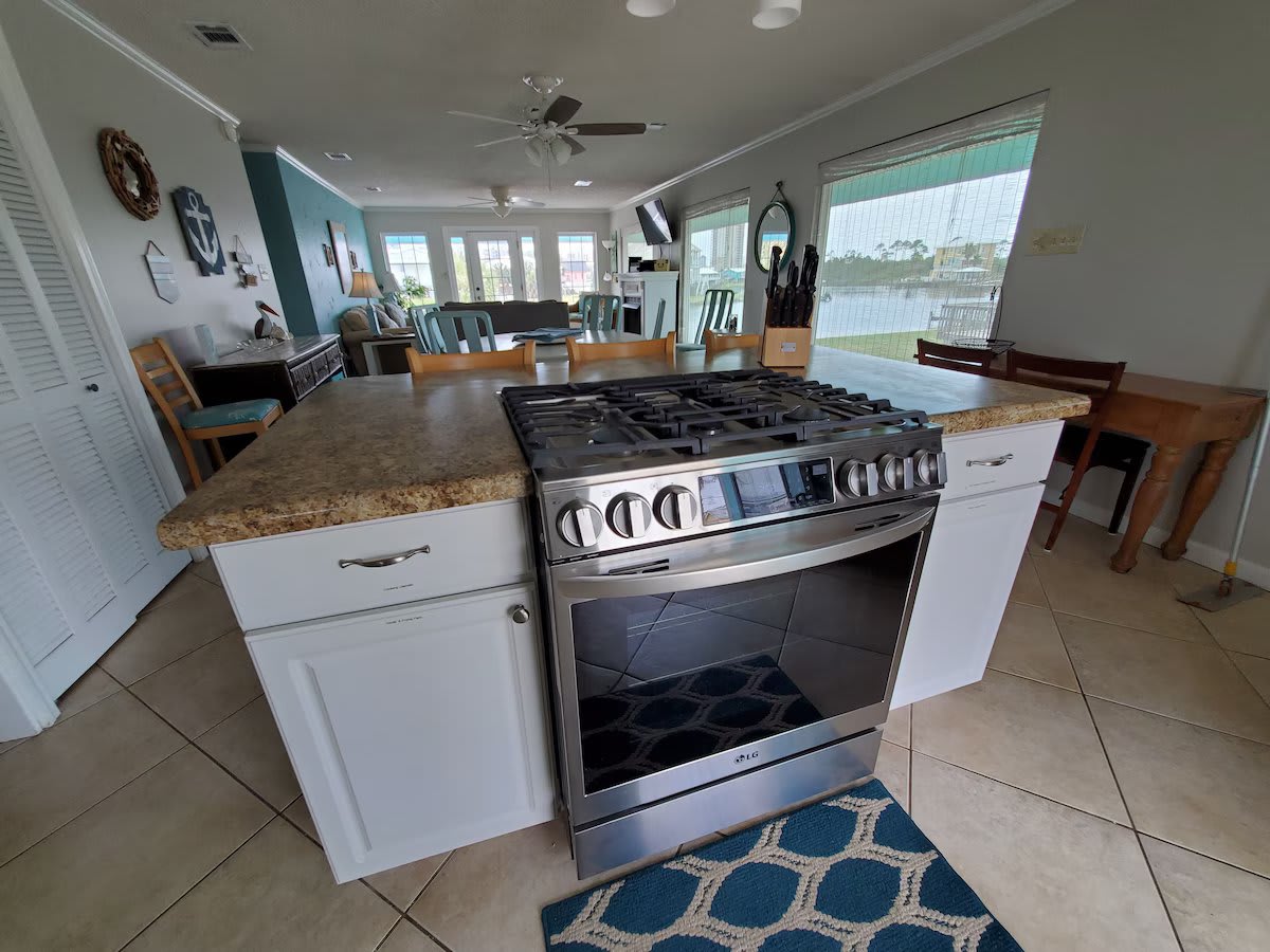 The main room view from the kitchen.