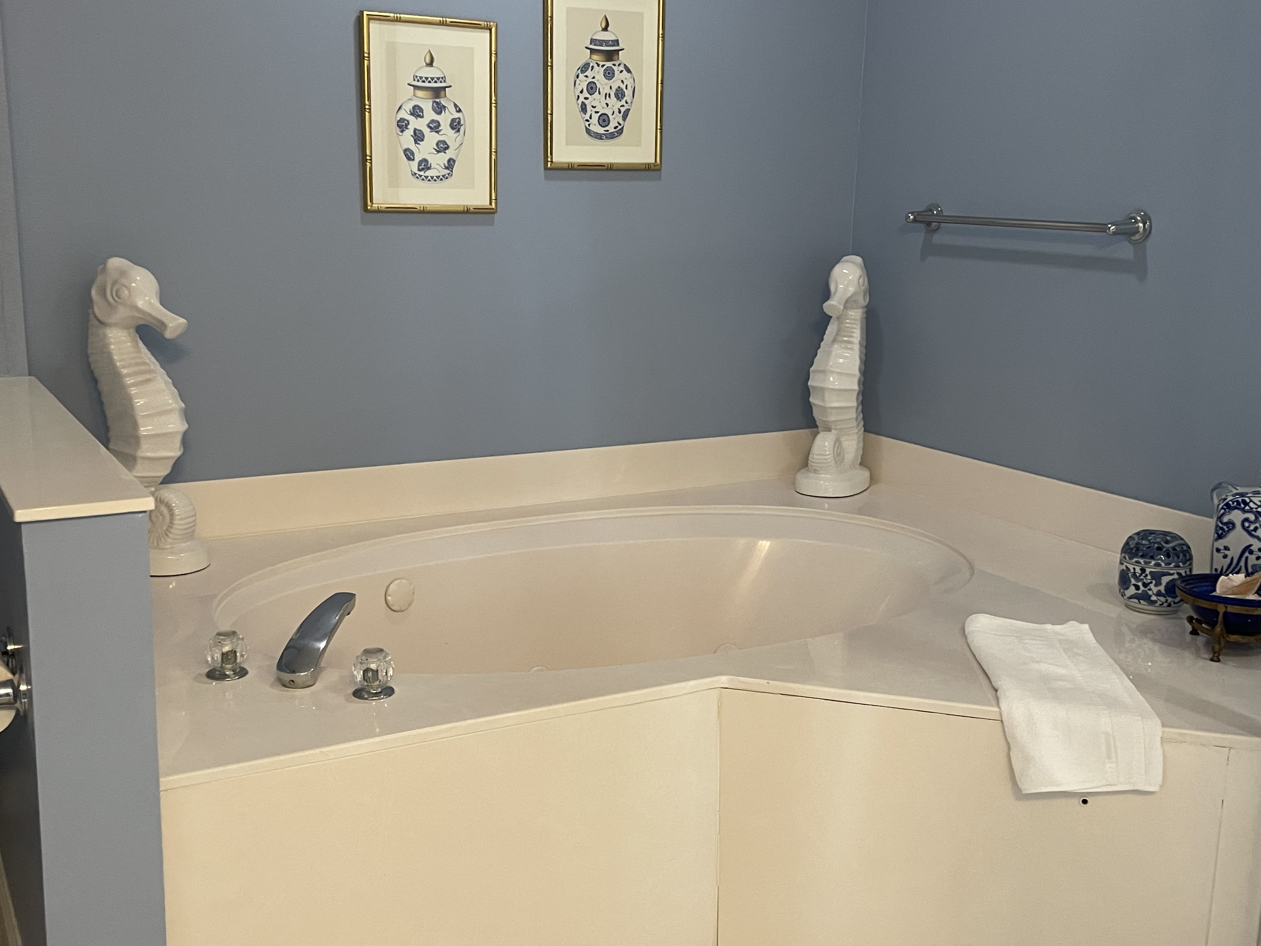 Relax in the jetted garden tub.