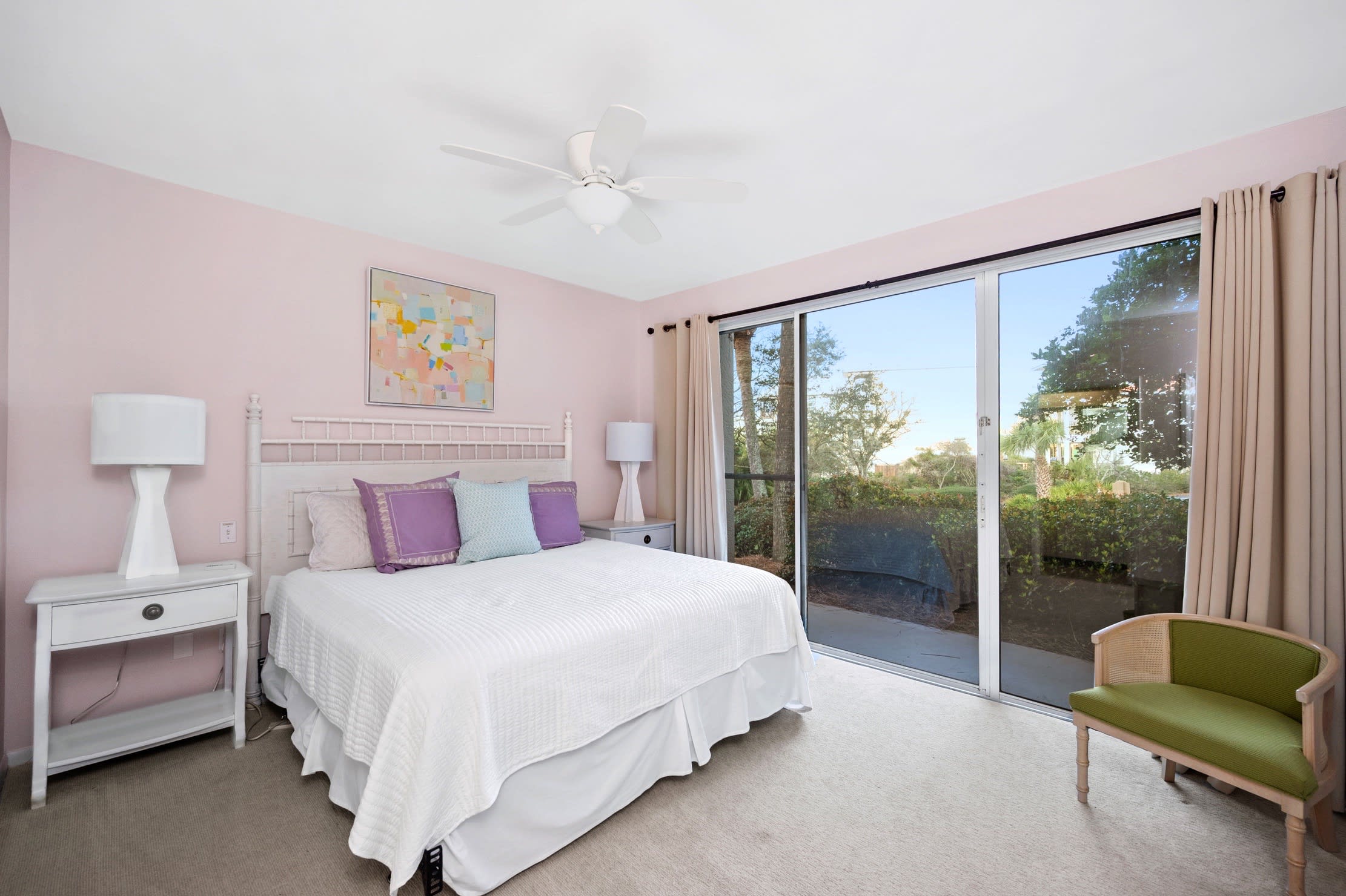 3rd bedroom has king size bed and private bathroom, floor to ceiling windows.