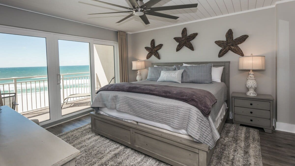 Beachfront master with comfy king bed, private bathroom and large closet.