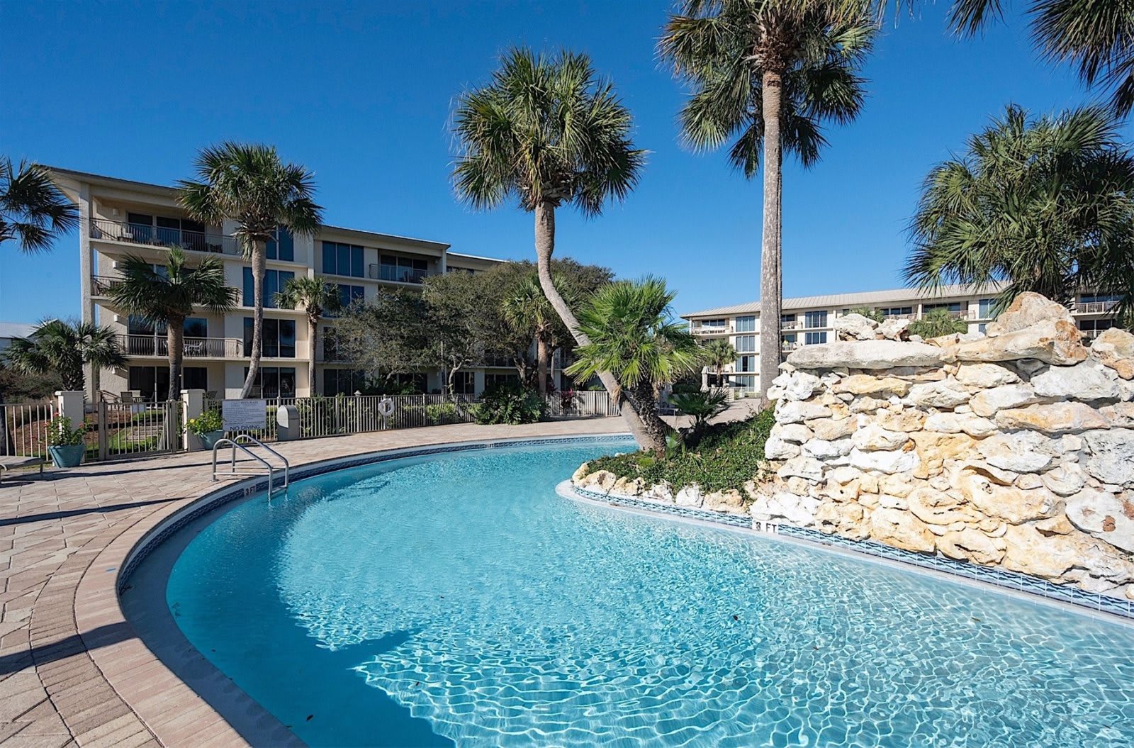 Beautiful lagoon pools with water falls and a hot tub. Best pool on 30A.