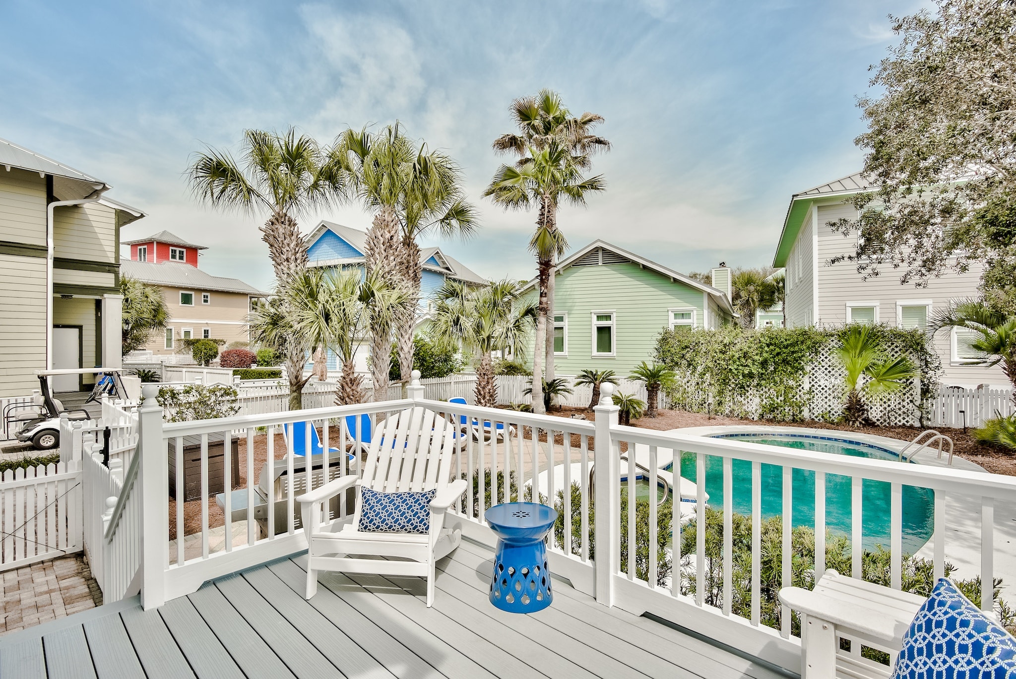 Deck overlooking the private pool