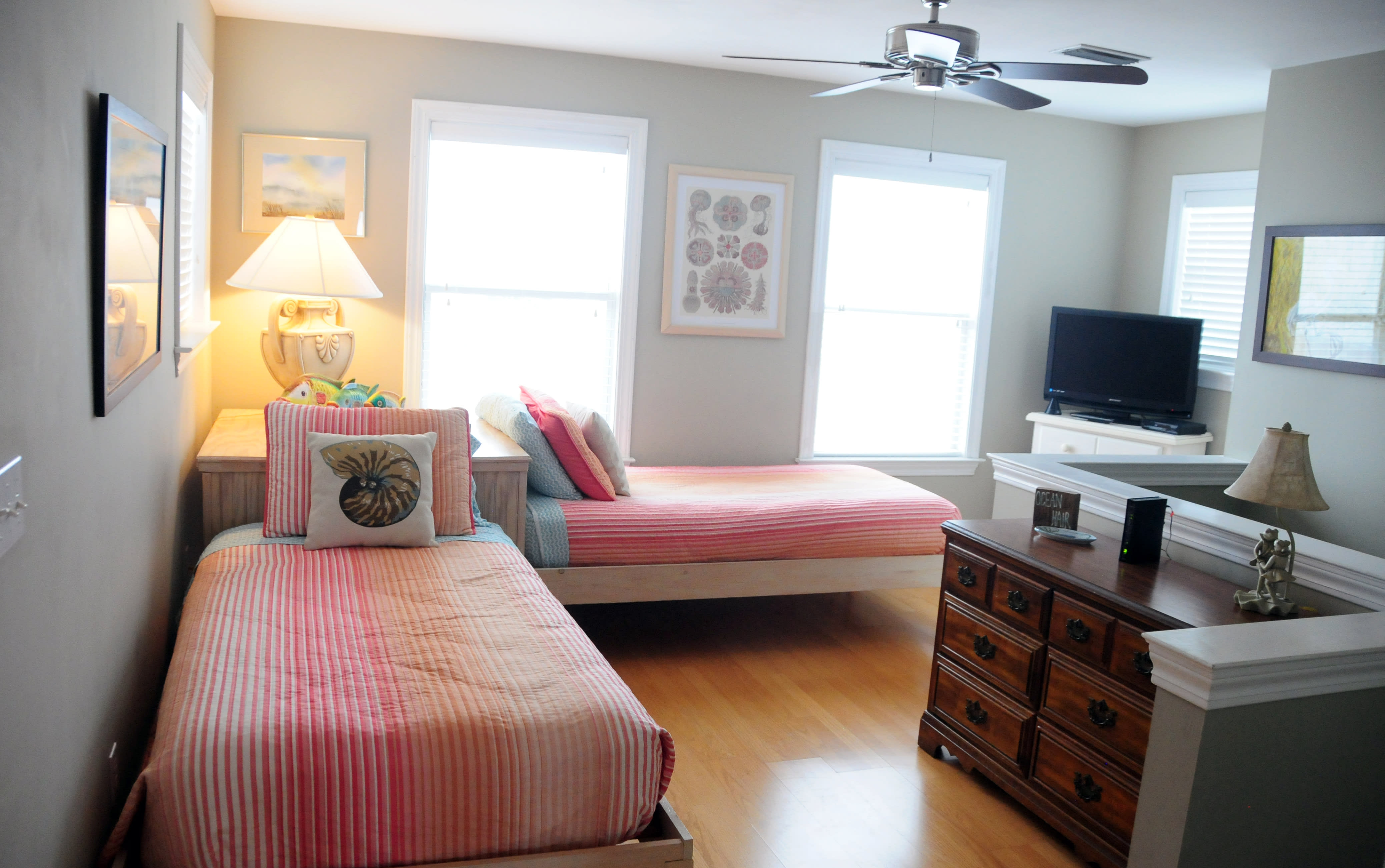 Two twin beds in the upstairs loft