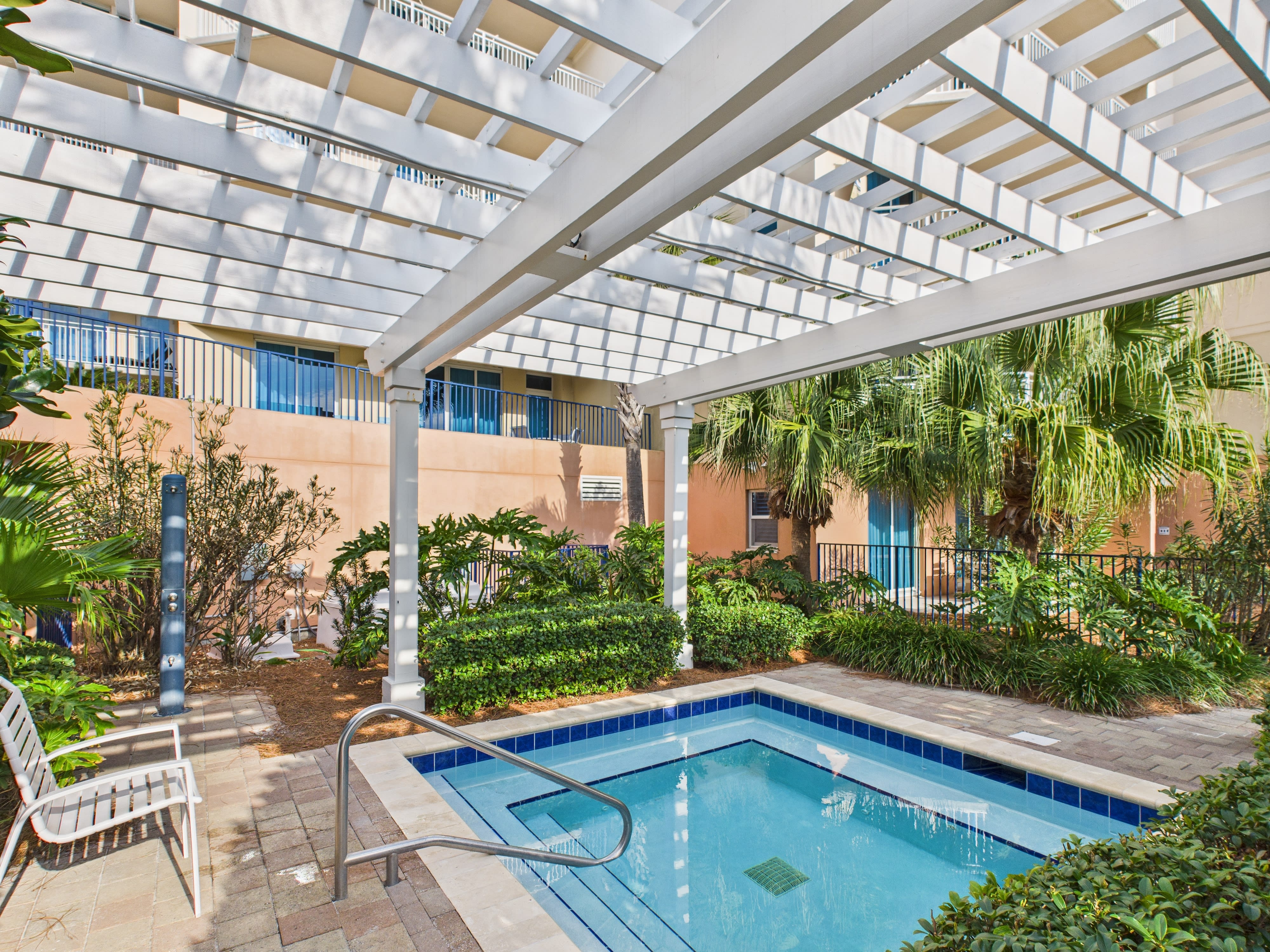 One of the two hot tubs on site 