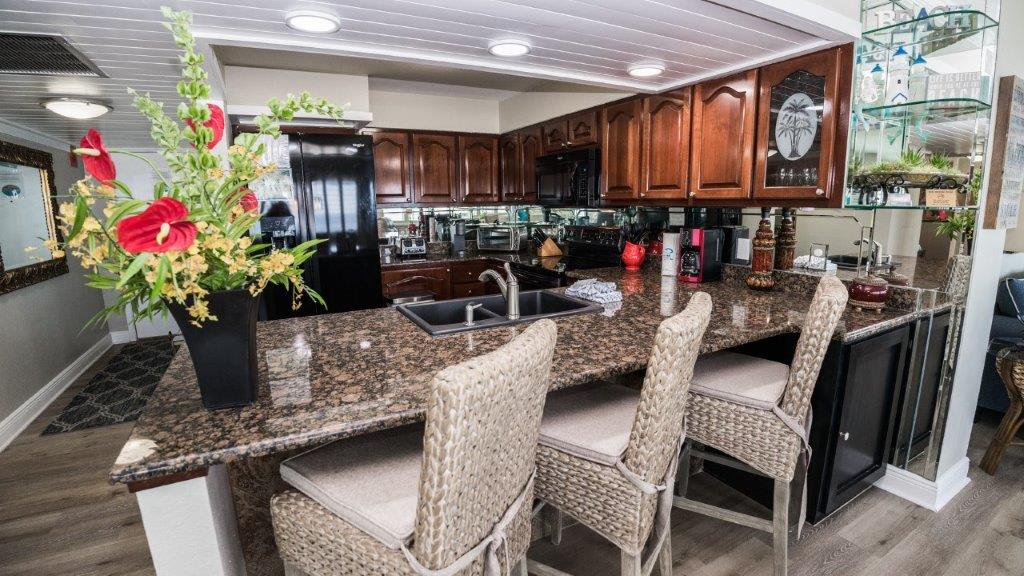 Kitchen with Bar Seating for 3