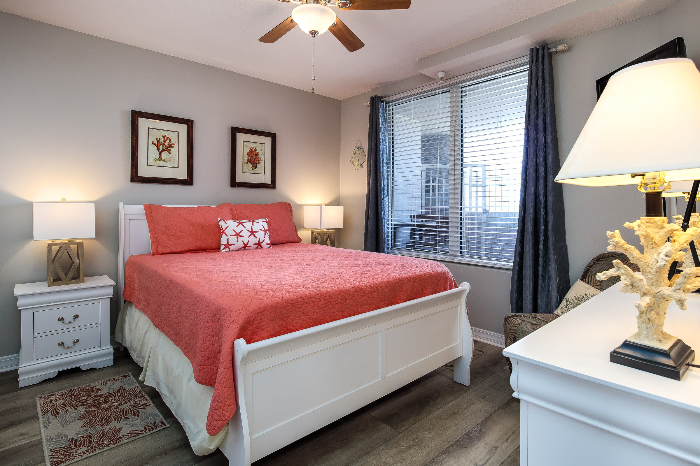 Super comfortable queen sized bed with lots of storage space!