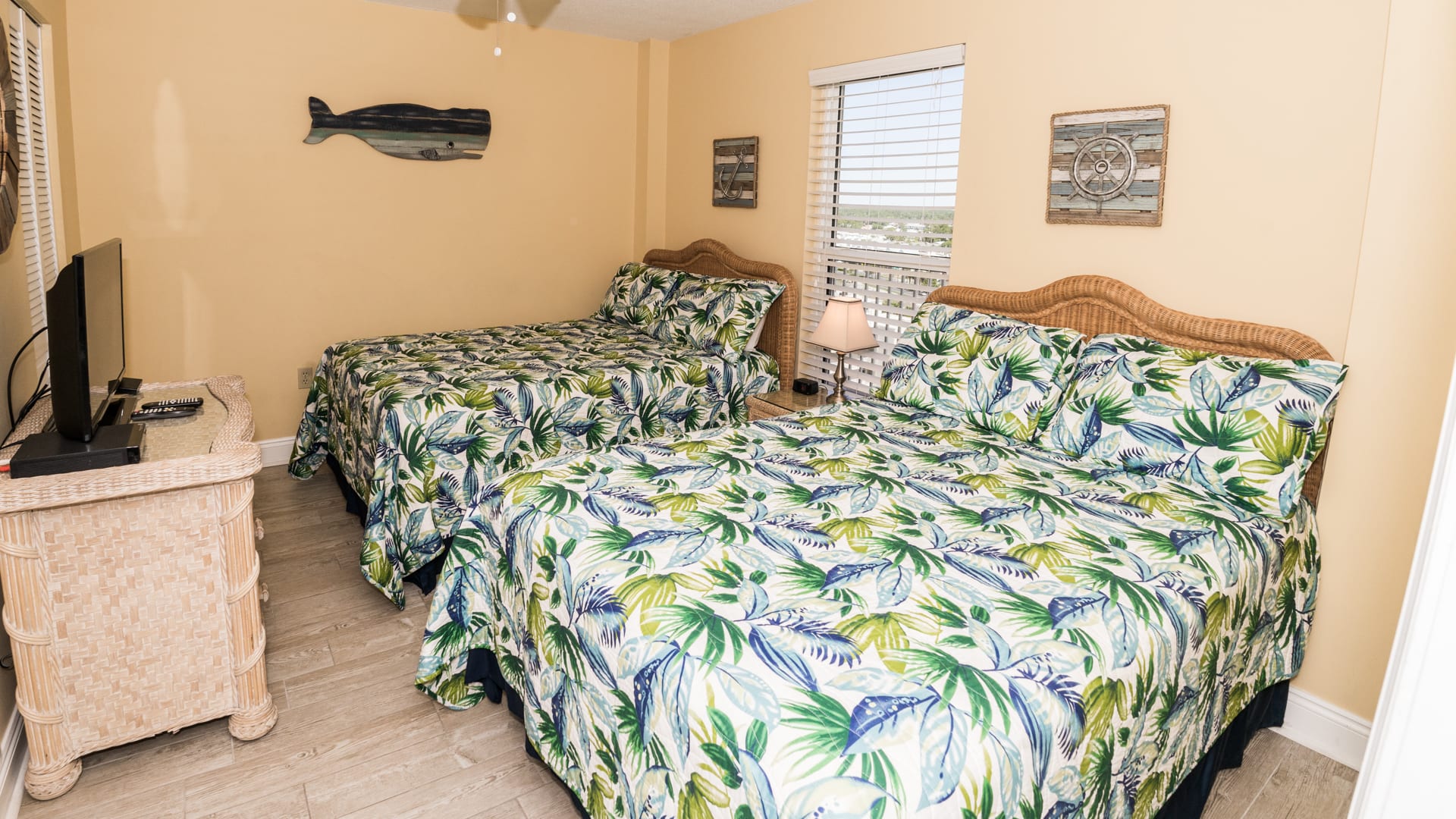 Guest Bedroom with two full beds and 32" TV
