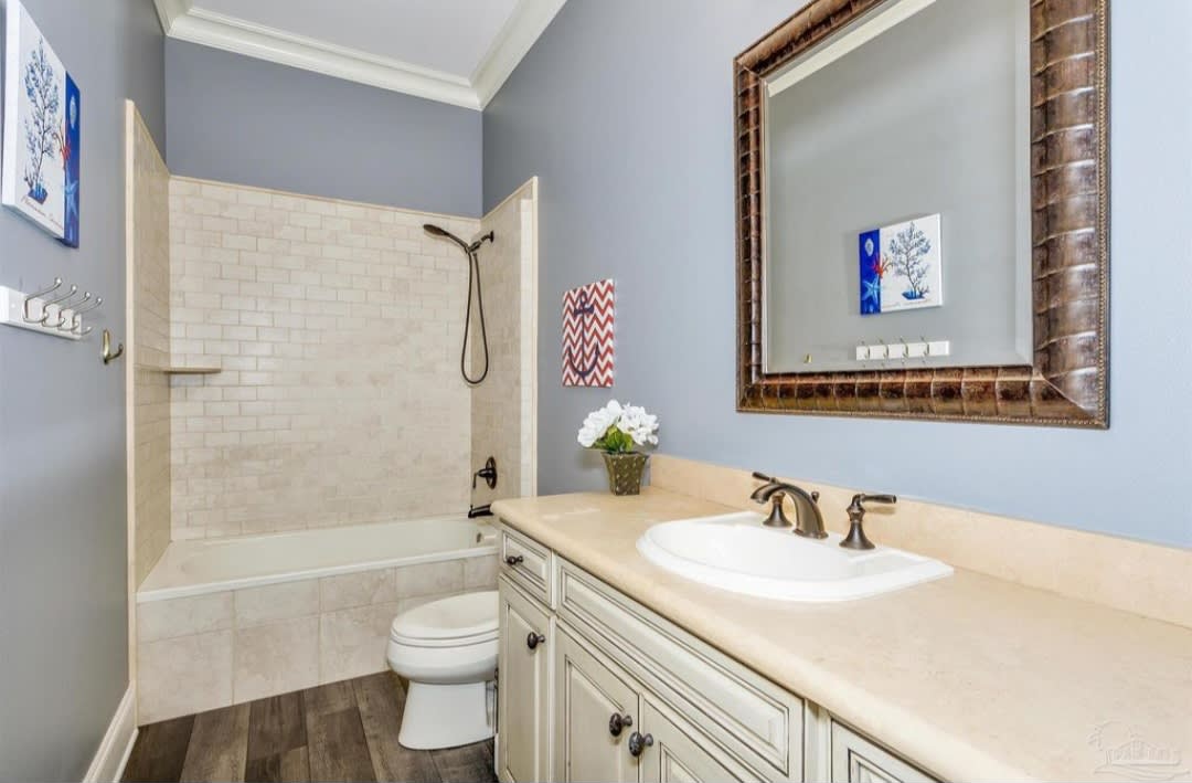 This is a shared bathroom currently getting professionally redesigned