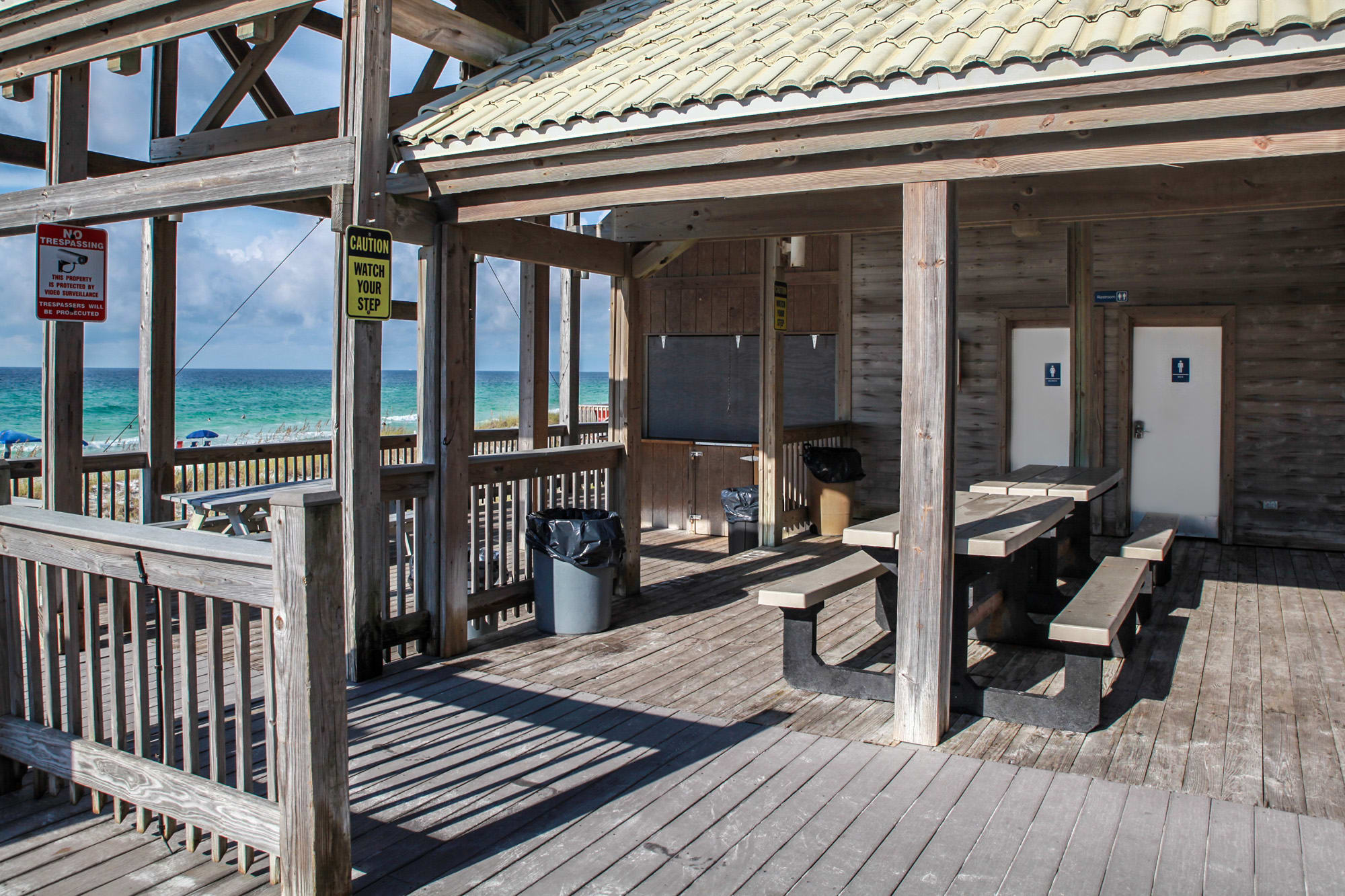 Beach side pavilion with restrooms
