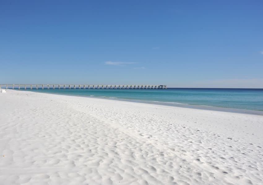 Sugar white sand beach.