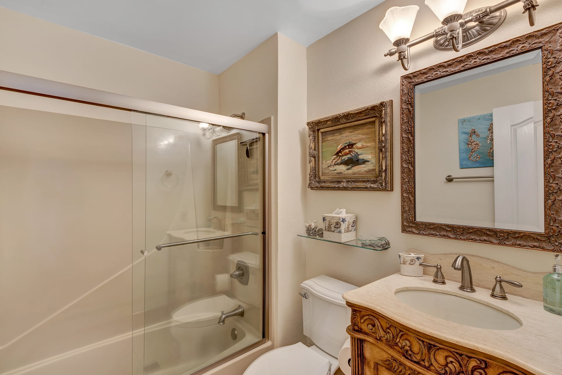 Hall Bathroom with Combined Bathtub and Shower
