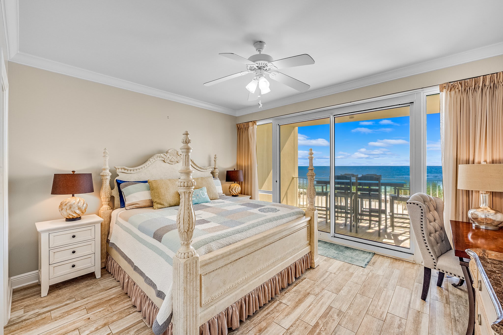 The 2nd front master bedroom has a King Bed 