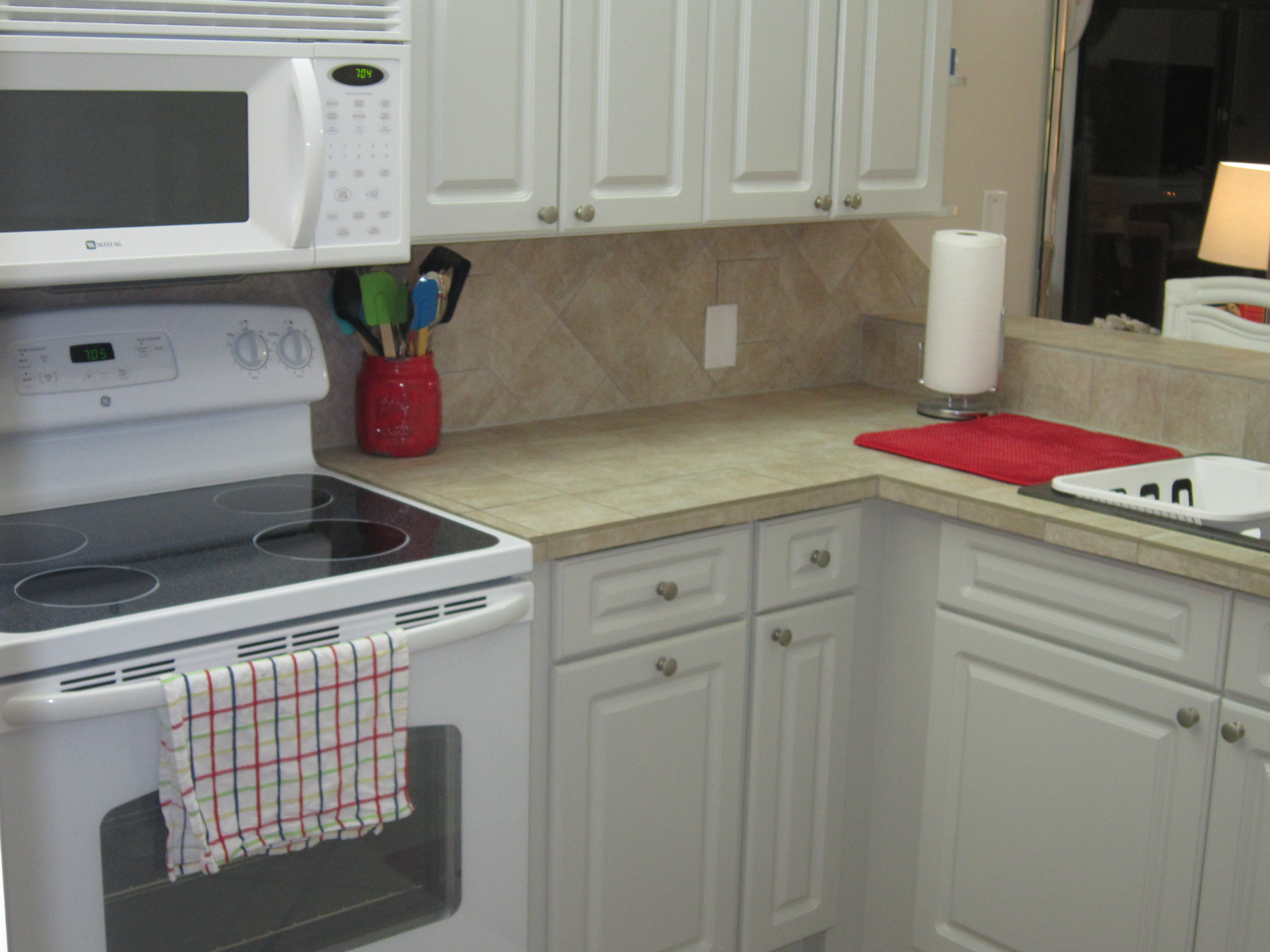 Kitchen area has great counter space.