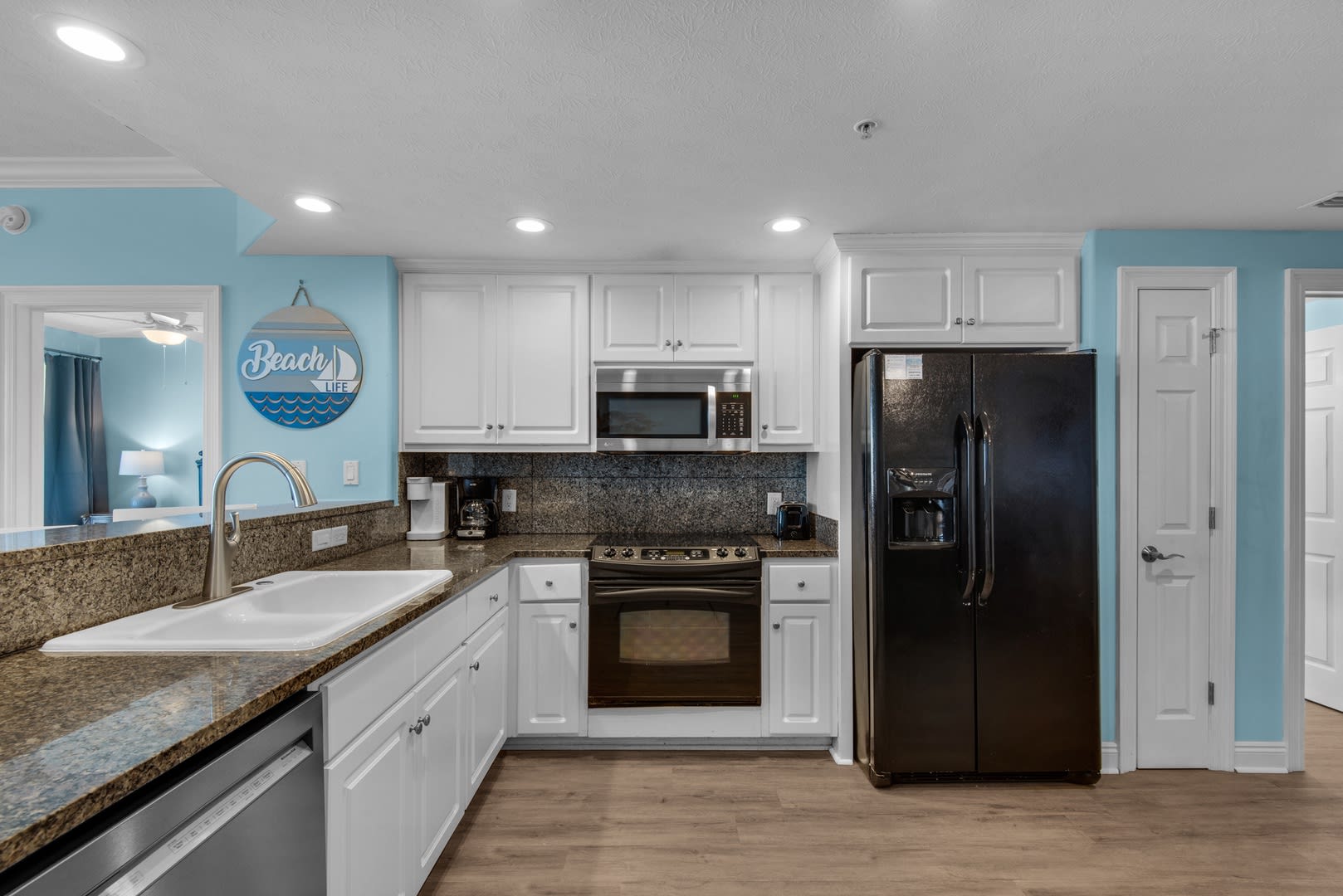 The kitchen view allows you to see the ocean 