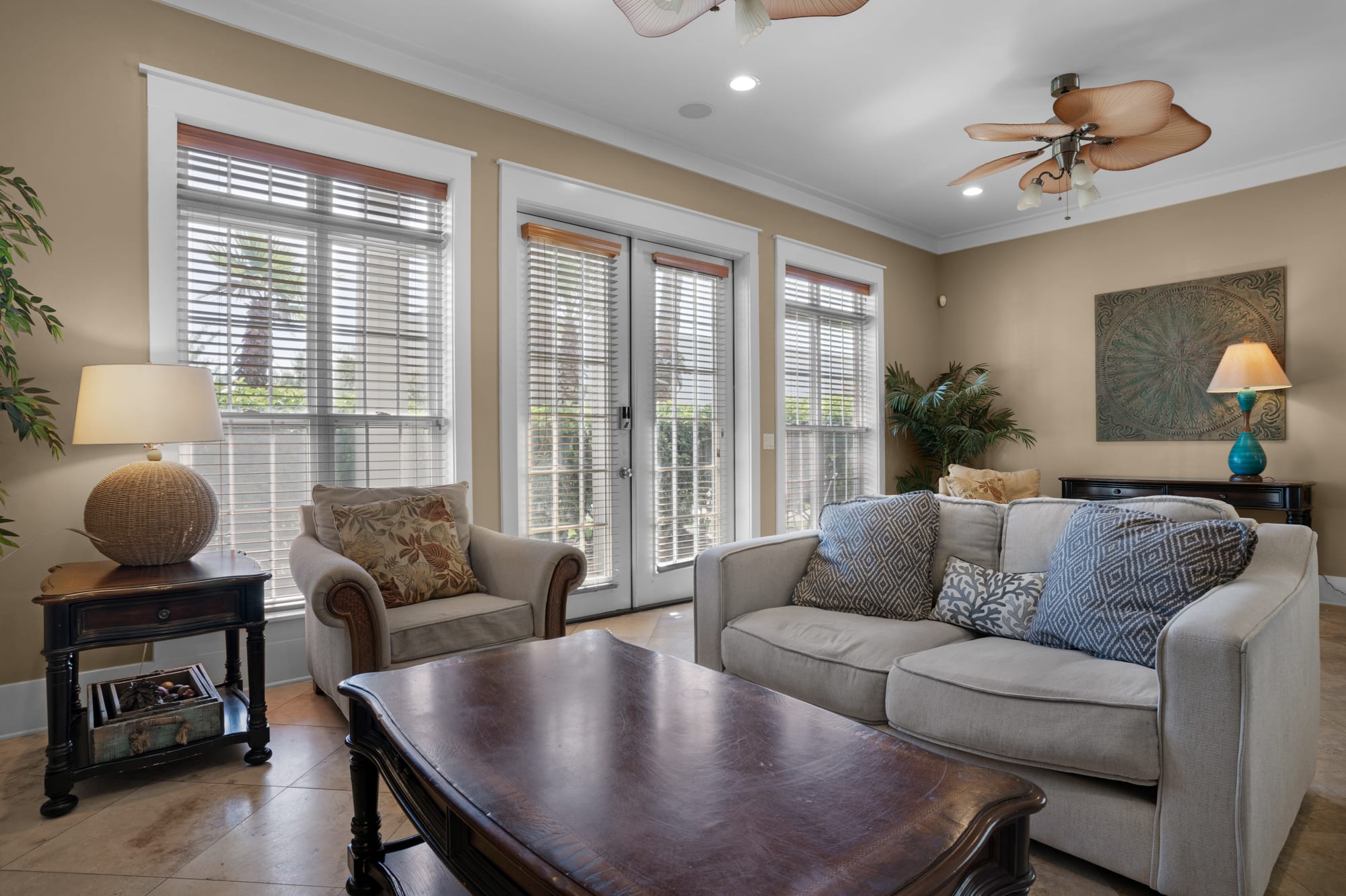 The living room is spacious and comfortable with room to spread out!