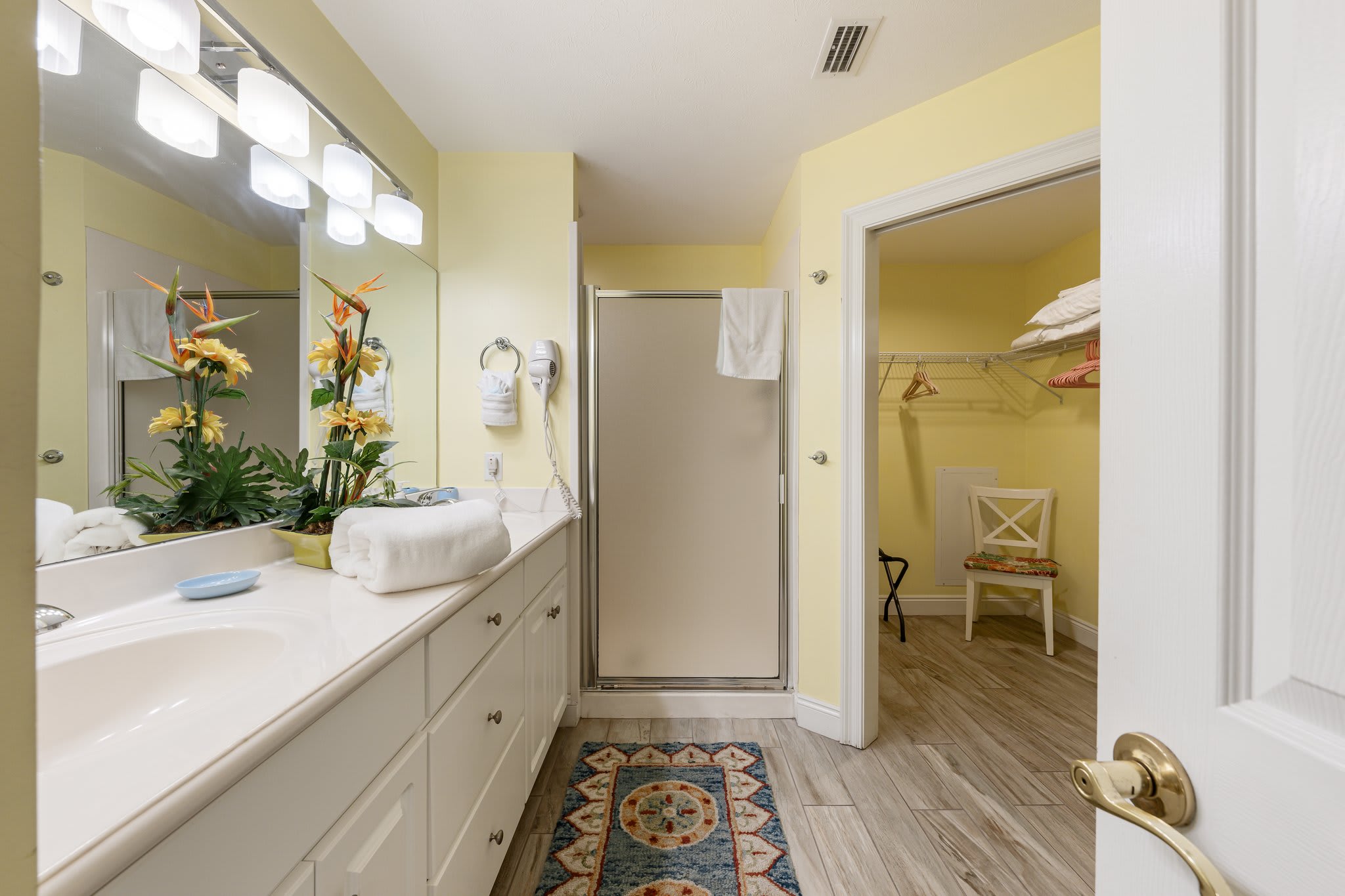 Walk in shower with double head!